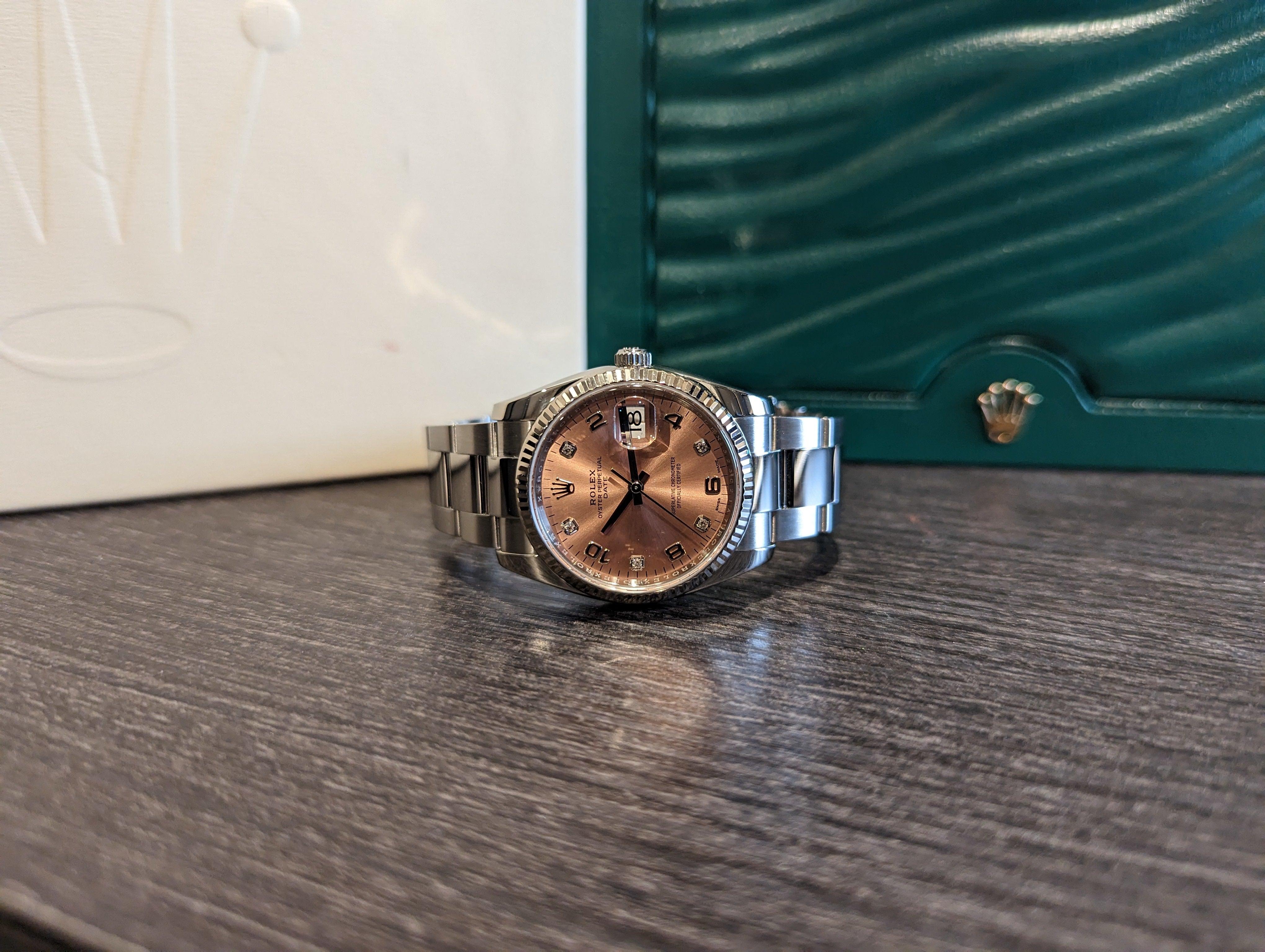 Rolex Oyster Perpetual 34 Pink Diamond Dial - Watch Them Tick