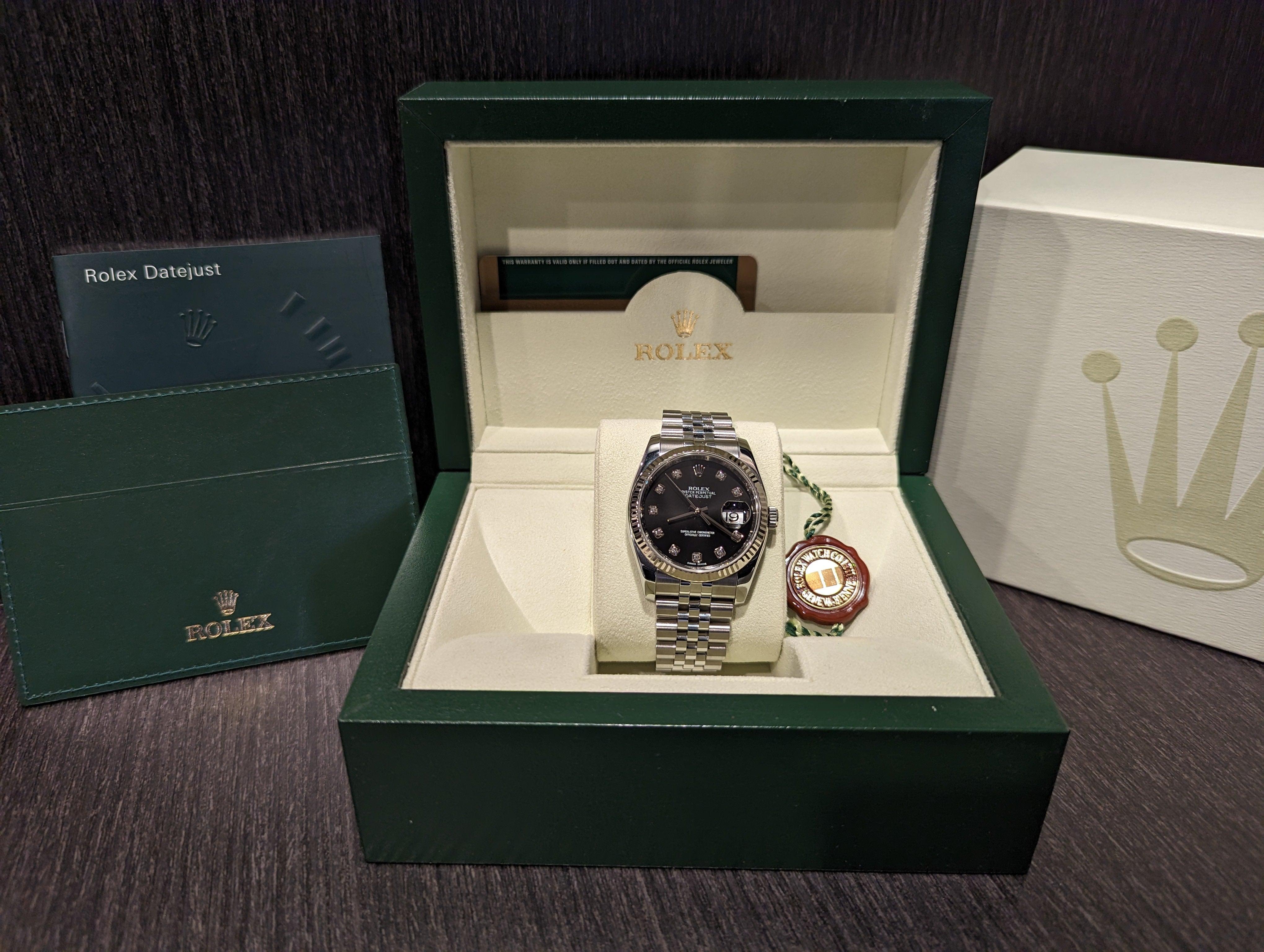 Rolex Datejust 36 Diamond Dial Full Set - Watch Them Tick