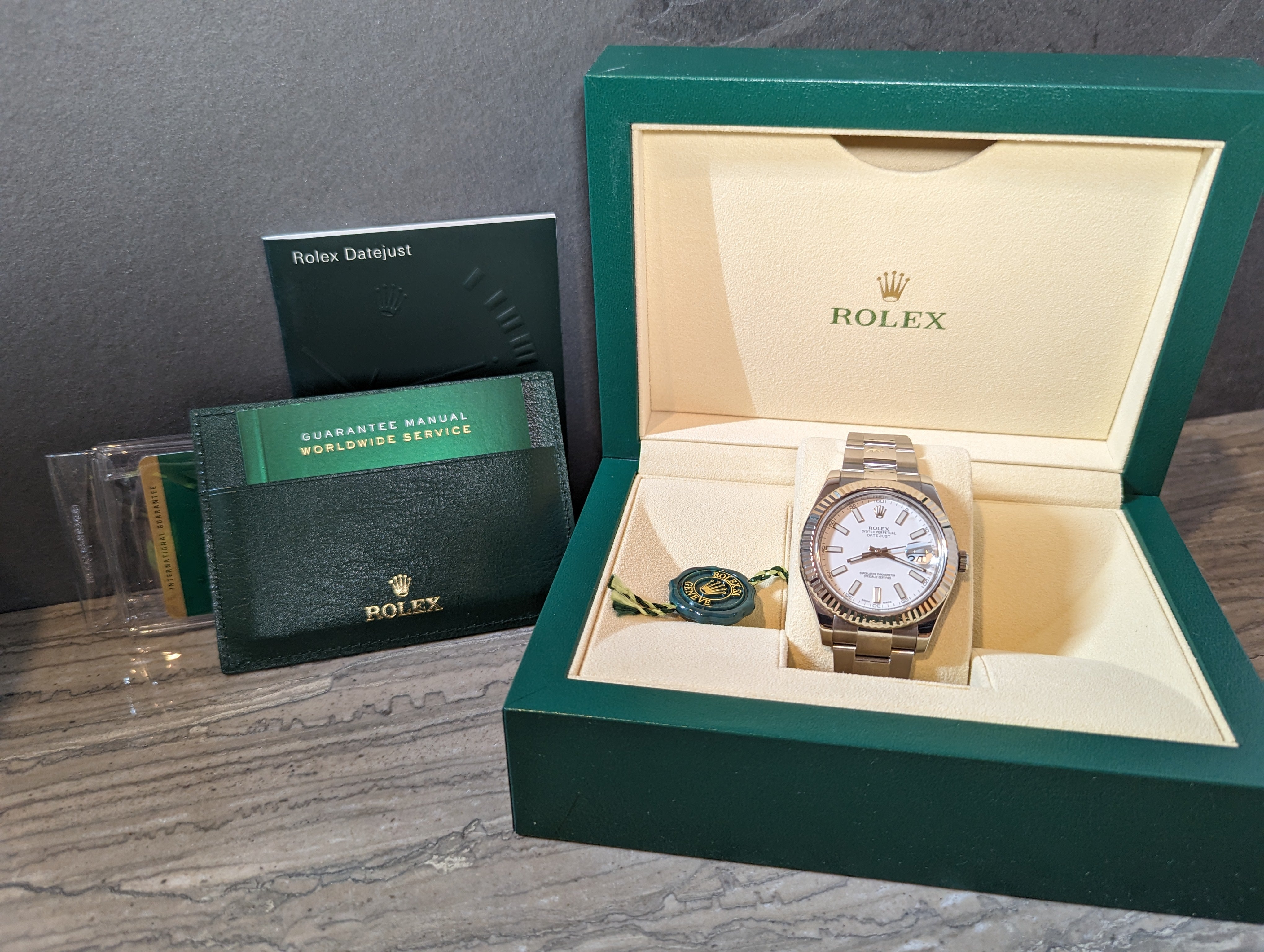 Rolex Datejust II White Stick Dial Full Set