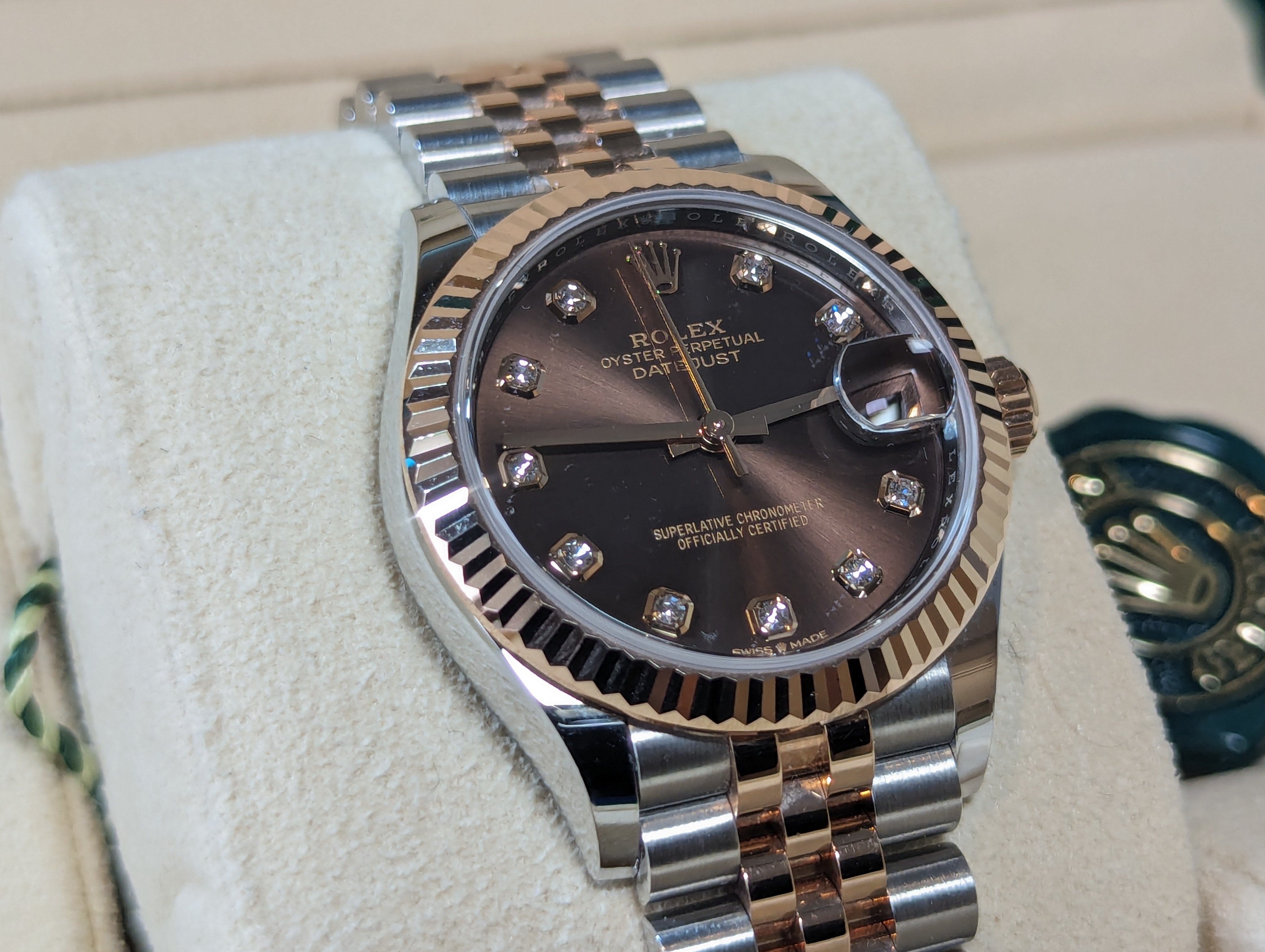 Rolex Datejust 31 Rose Gold TT Chocolate Dial Diamonds