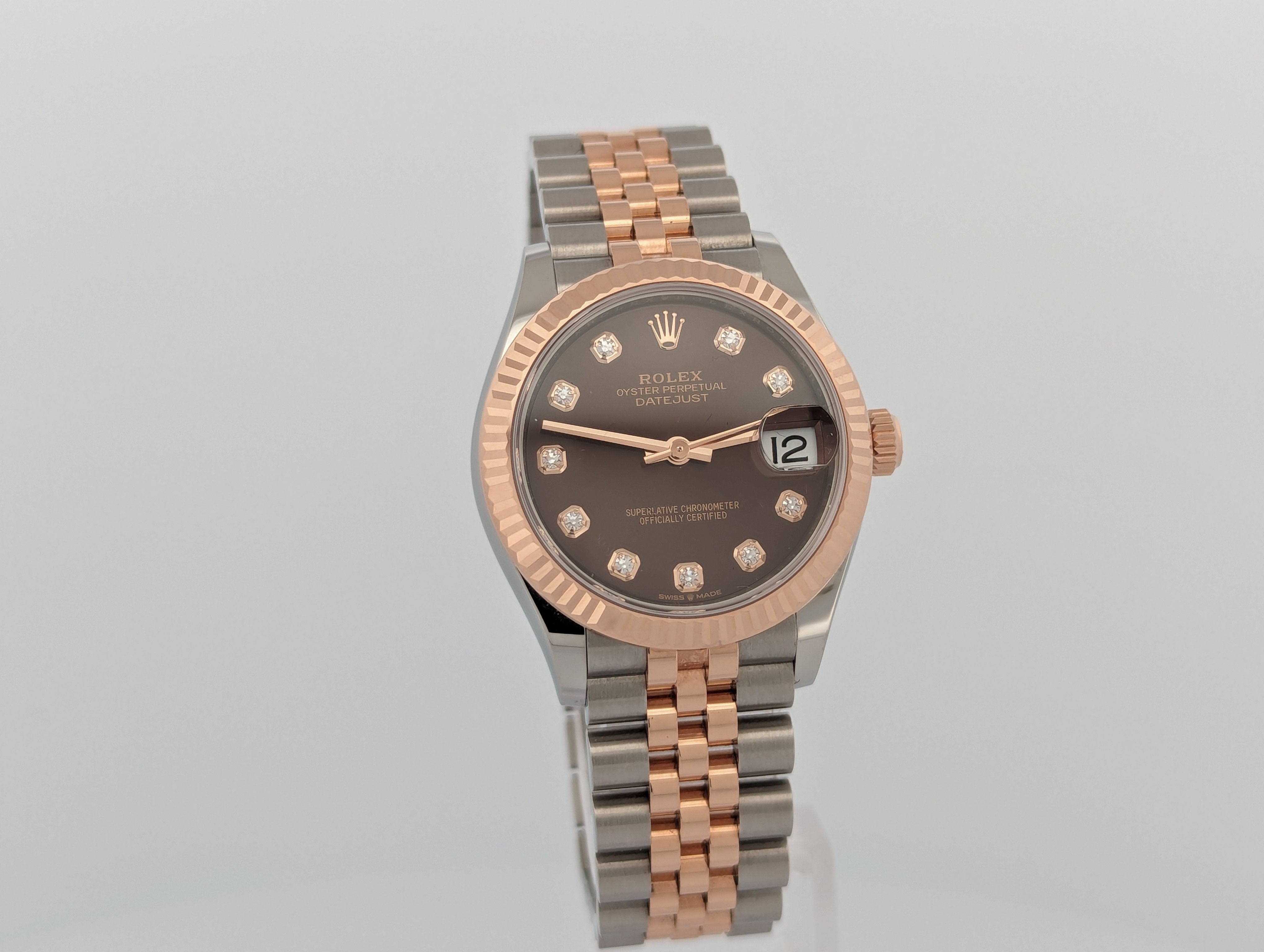 Rolex Datejust 31 Rose Gold TT Chocolate Dial Diamonds