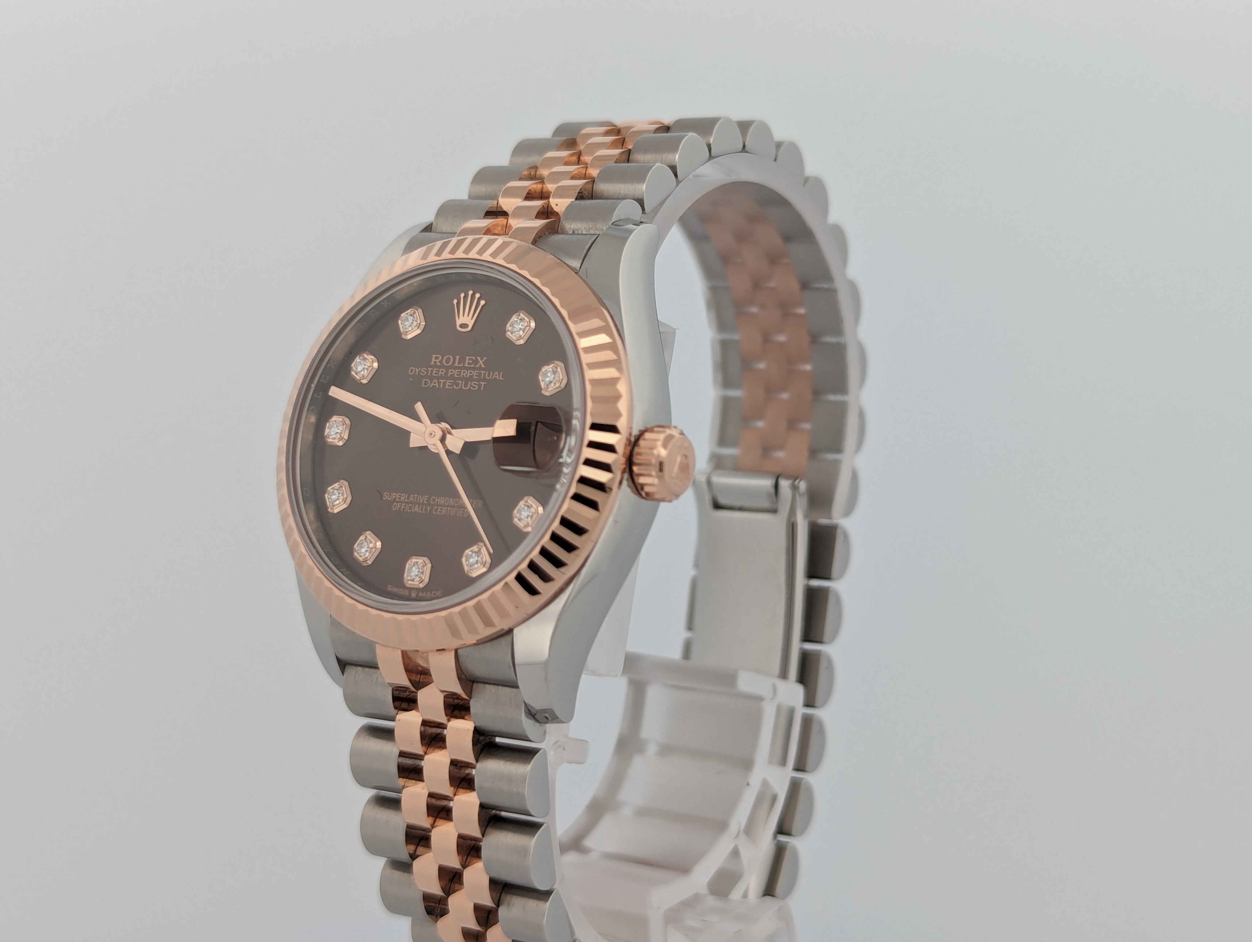 Rolex Datejust 31 Rose Gold TT Chocolate Dial Diamonds
