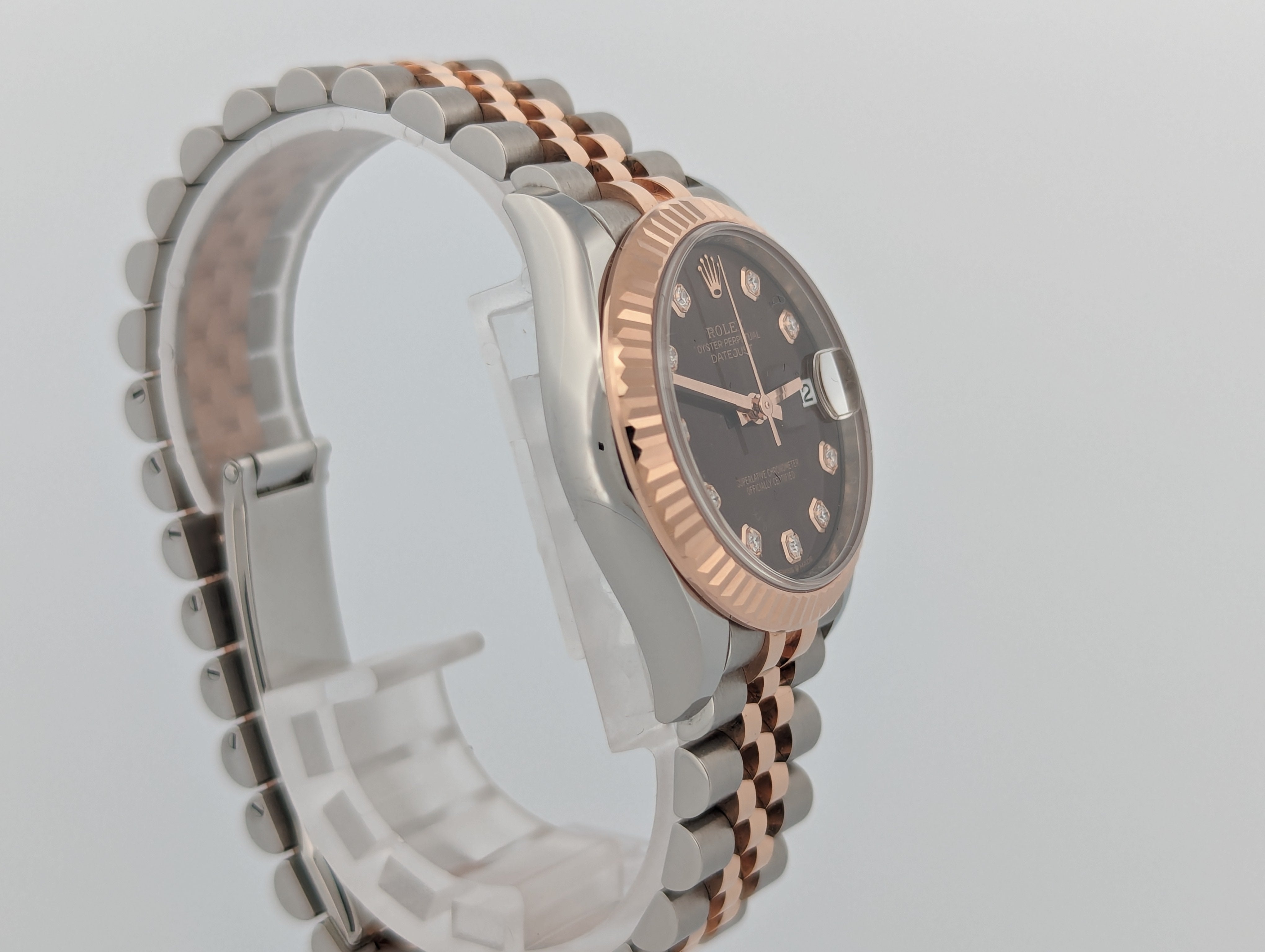 Rolex Datejust 31 Rose Gold TT Chocolate Dial Diamonds