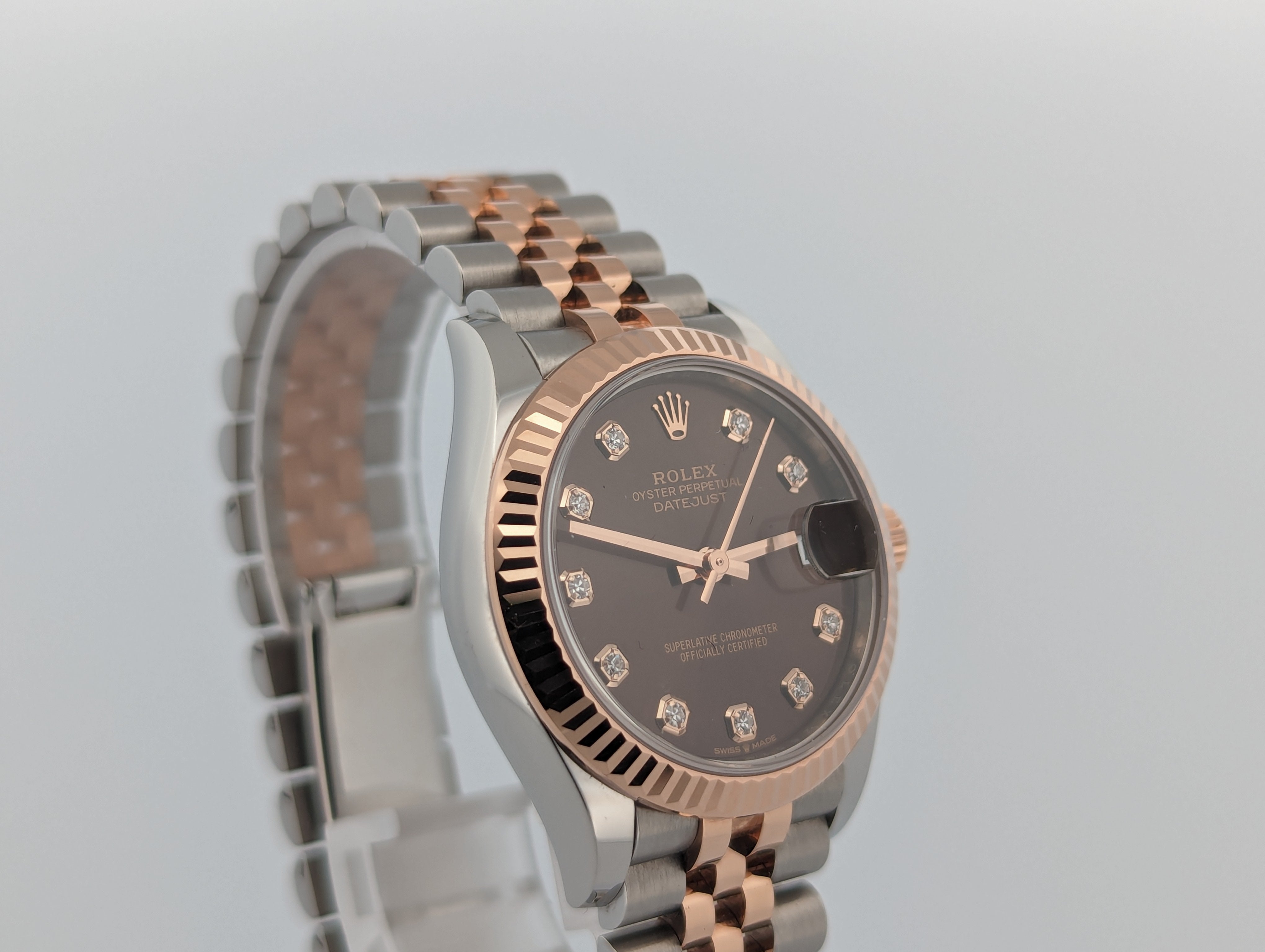Rolex Datejust 31 Rose Gold TT Chocolate Dial Diamonds