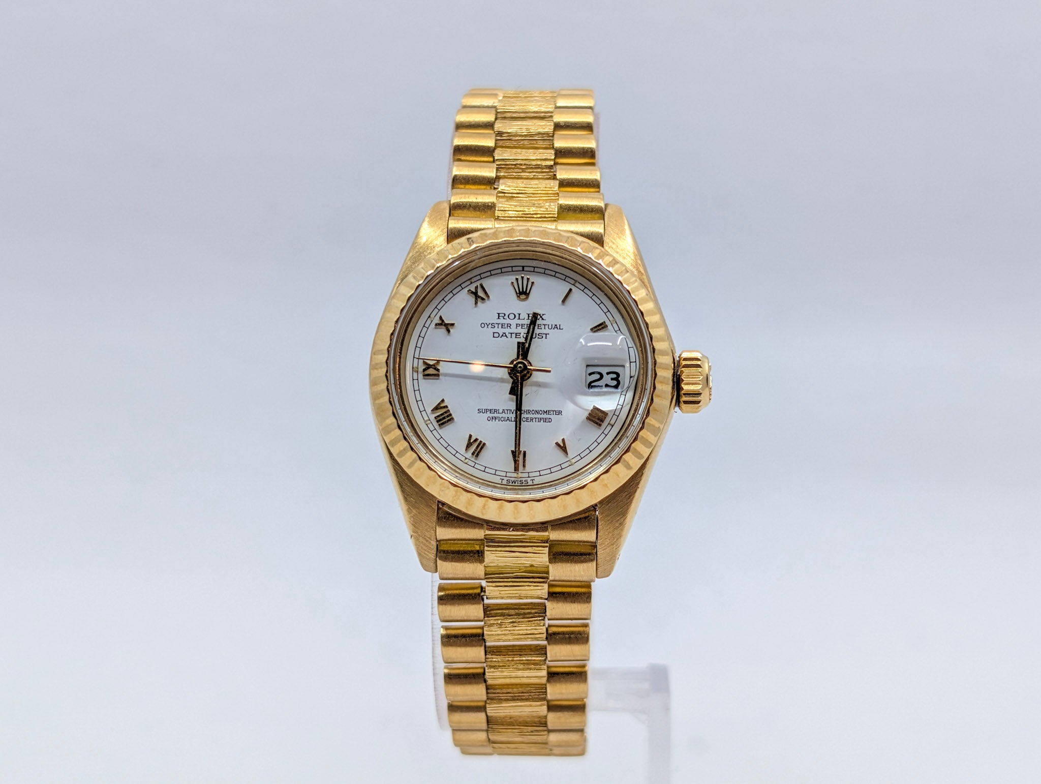 Rolex Lady-Datejust 6917 Yellow Gold White Roman Dial, Bark Bracelet