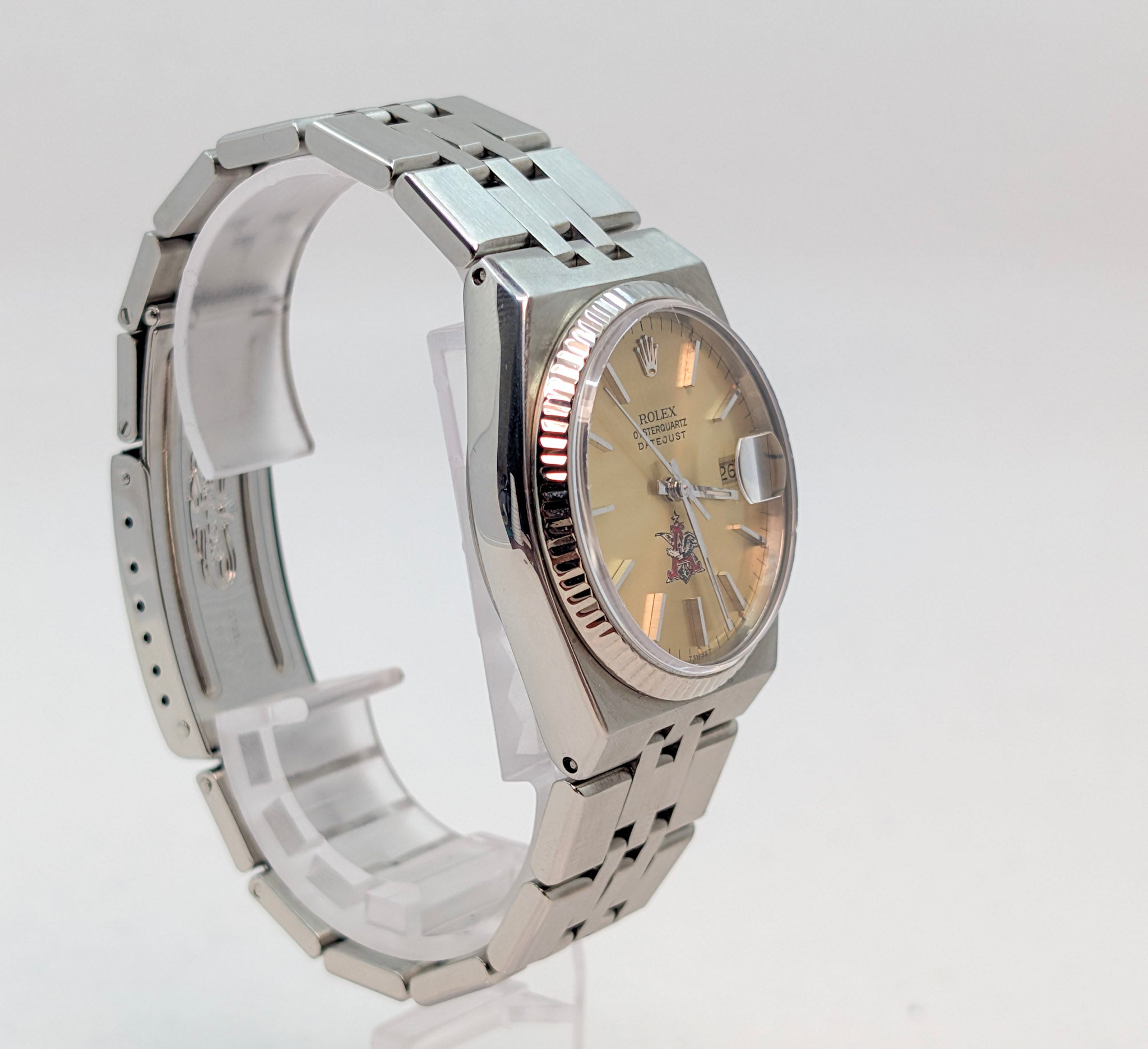 Rolex Oysterquartz Datejust 17014 – Steel/White Gold – Rare Anheuser-Busch Dial
