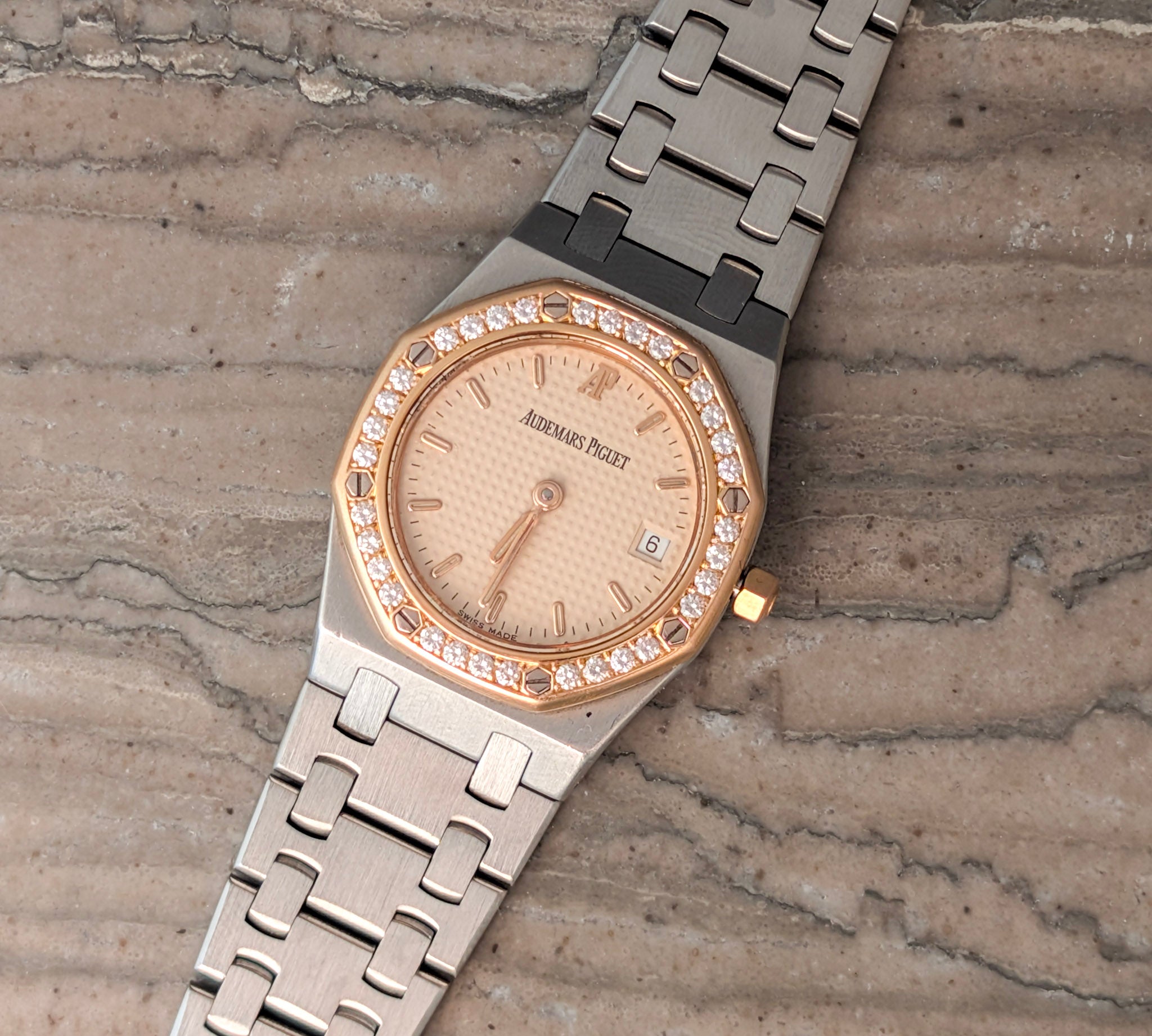 Audemars Piguet Mini Royal Oak 24mm Ref. 67472 Two-Tone Diamond Bezel Ladies Watch