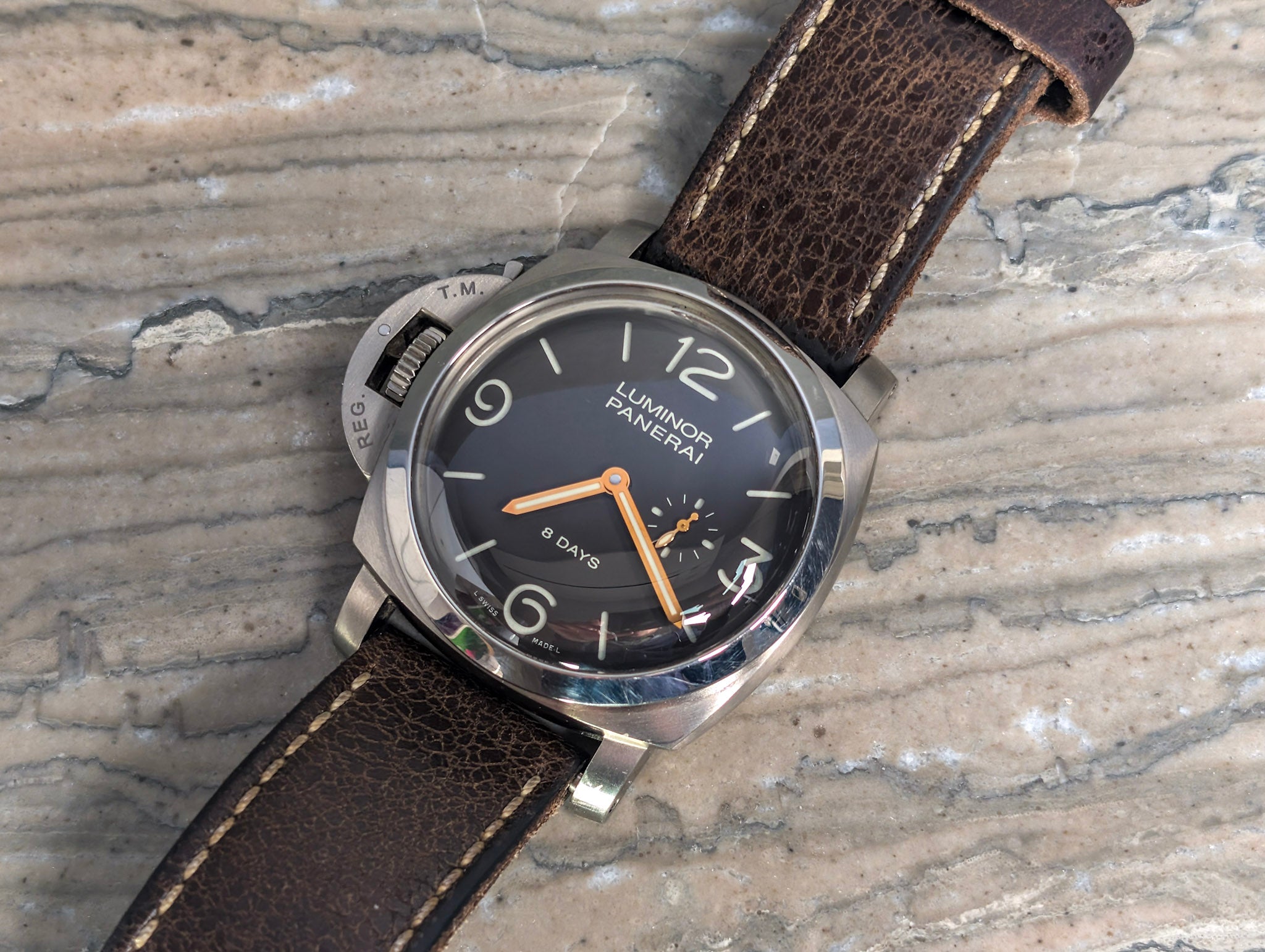 Panerai PAM00368 Limited Edition Brown Sandwich Dial Titanium 8-Day + Extra Strap