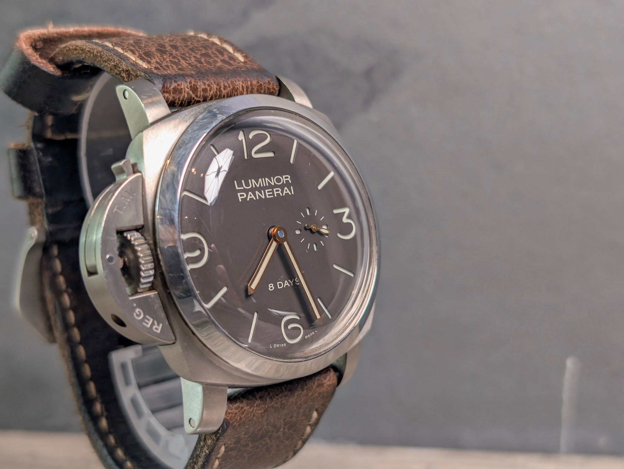 Panerai PAM00368 Limited Edition Brown Sandwich Dial Titanium 8-Day + Extra Strap