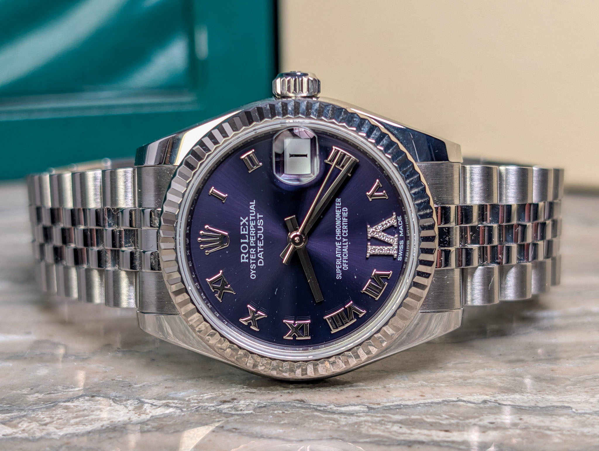 Rolex Datejust 31 Ref. 178274 Purple Diamond Dial Full Set Jubilee
