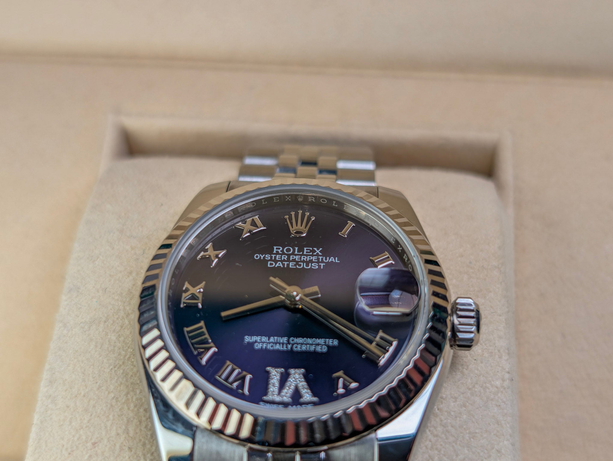 Rolex Datejust 31 Ref. 178274 Purple Diamond Dial Full Set Jubilee