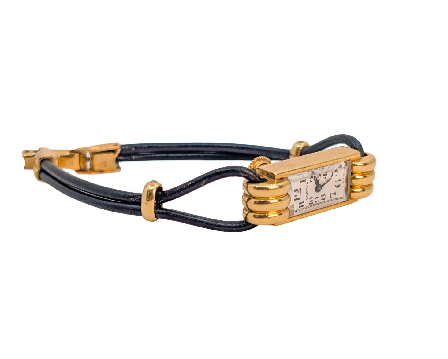 Cartier Art Deco Cocktail Watch Duoplan Yellow Gold Manual Wind Vintage 1930s