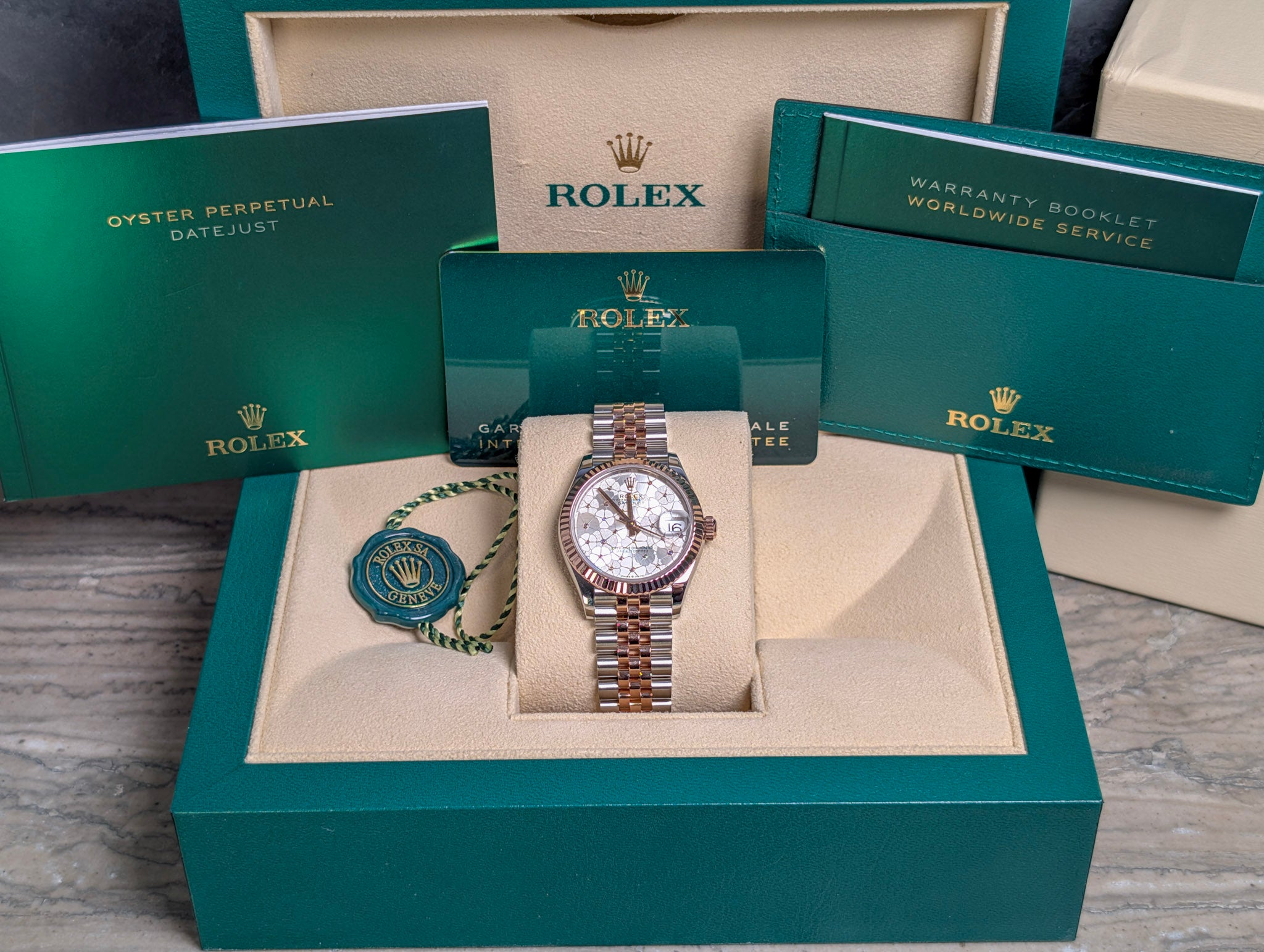 Rolex Datejust 31 278271 Floral Dial Two Tone Jubilee Diamond Full Set
