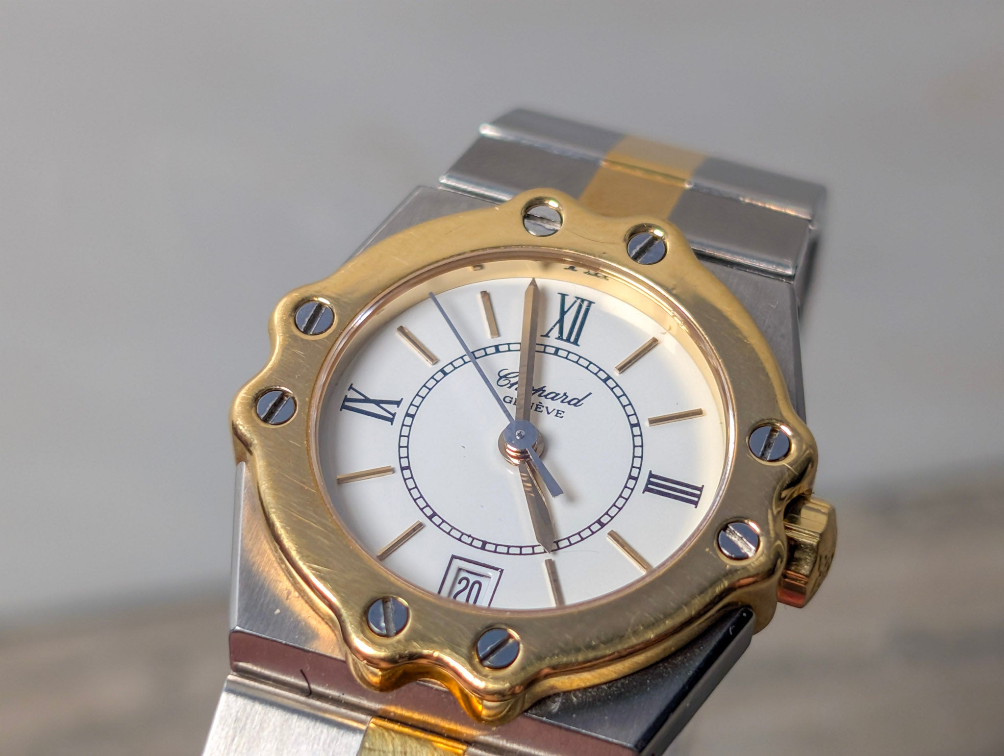 Chopard St. Moritz 8024 Two Tone Quartz White Dial Ladies Watch 24mm
