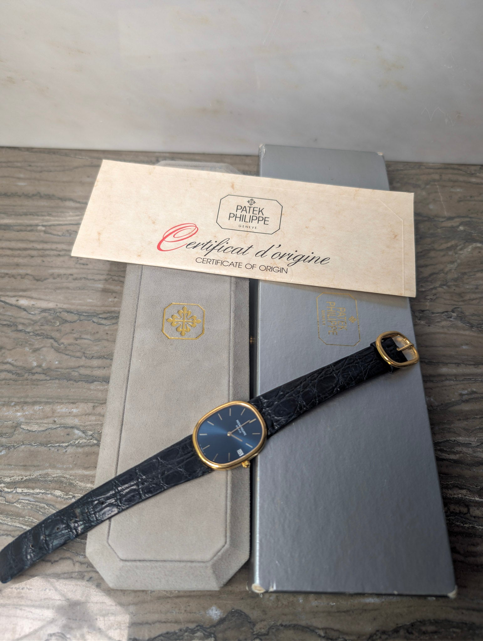 Patek Philippe 3788 Golden Ellipse Blue Dial Full Set