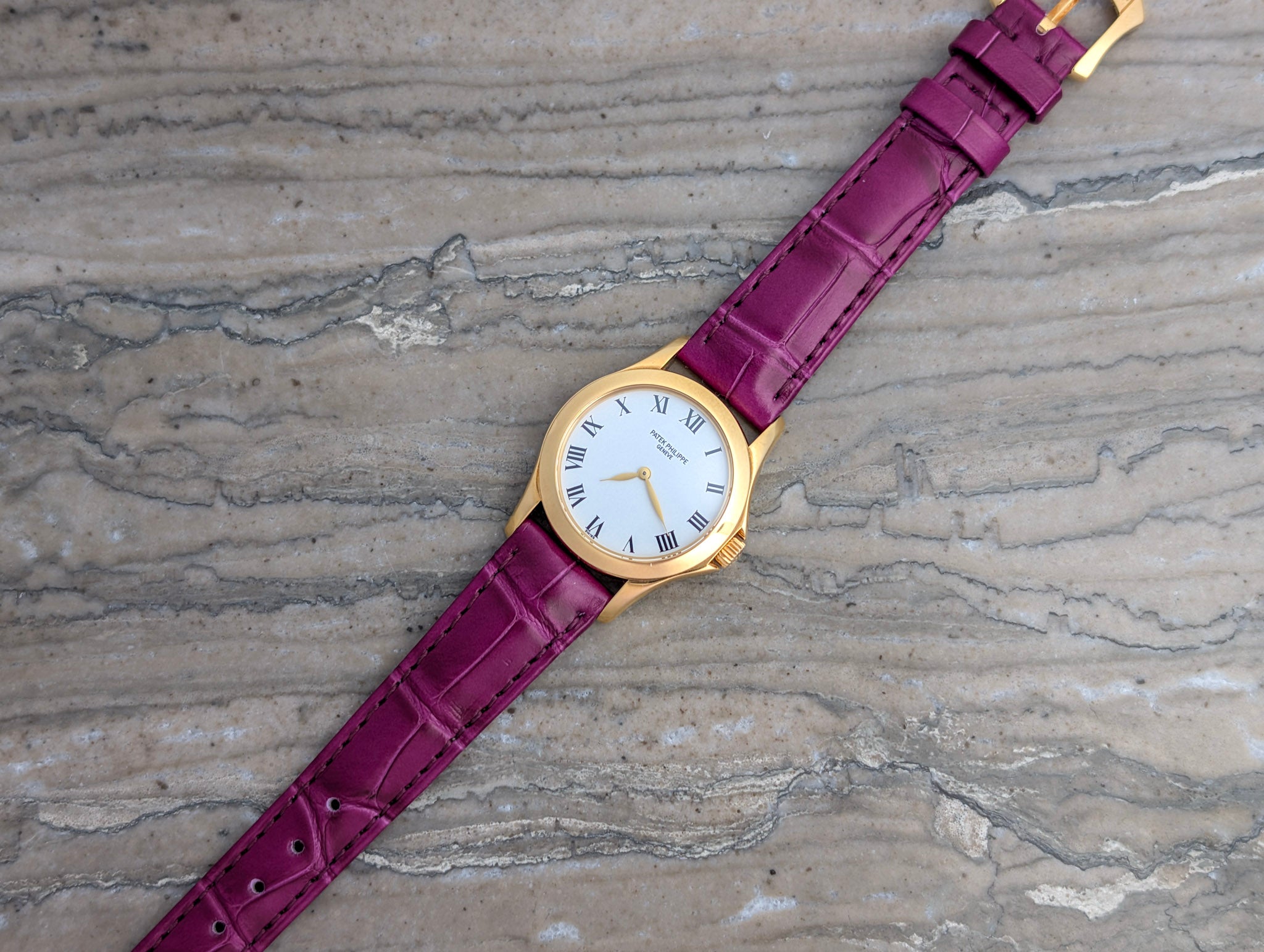 Patek Philippe Calatrava Mini 4905J 18K Yellow Gold 28mm Watch 2 Straps