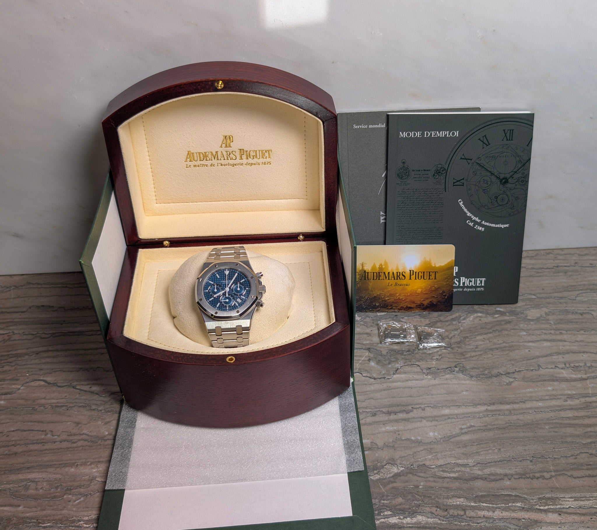 Audemars Piguet Royal Oak Chronograph Kasparov 25860ST Blue Dial Box AP Service