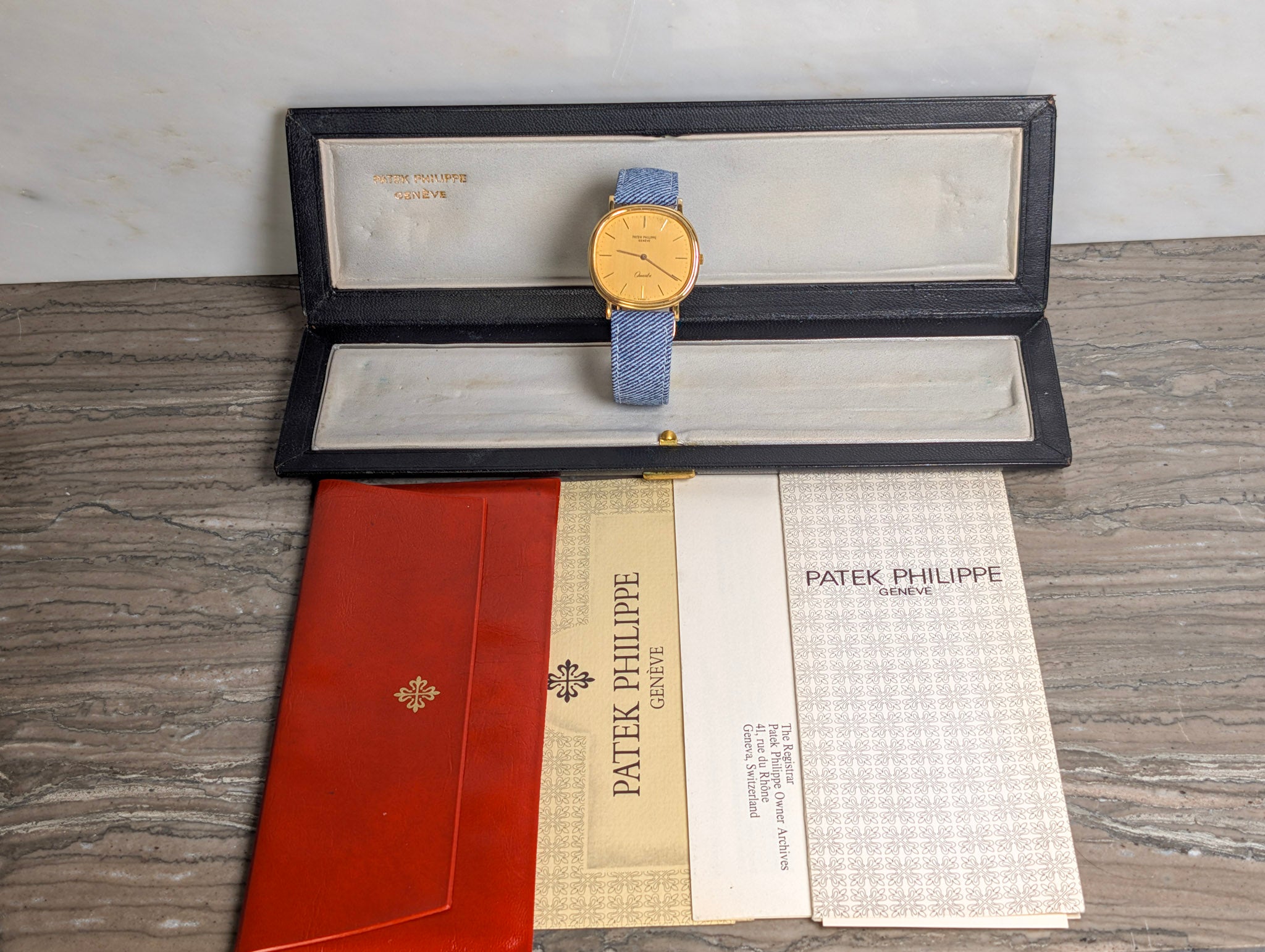 Patek Philippe Golden Ellipse Jumbo Ref. 3879 18K Yellow Gold Box & Papers