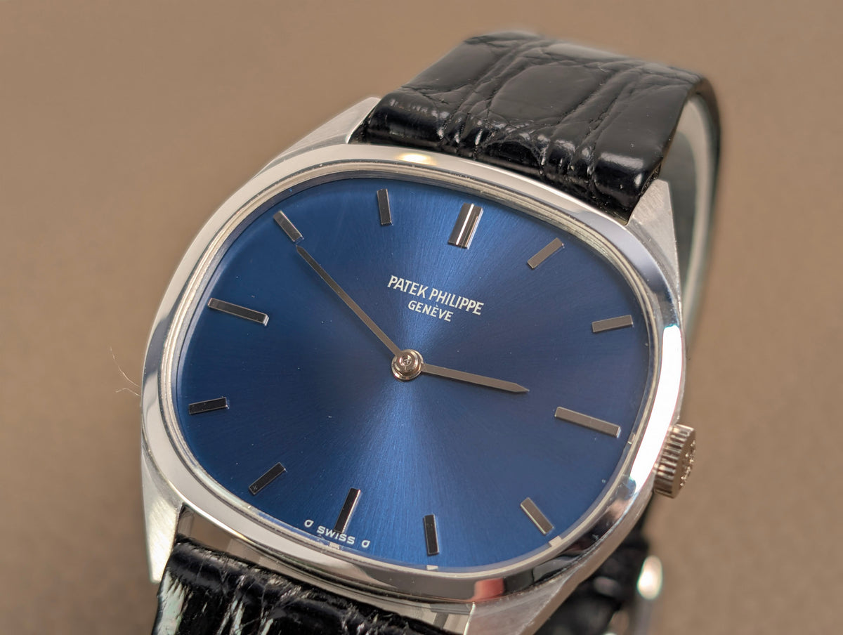 Patek Philippe Golden Ellipse 3545 Horizontal 18K White Gold Blue Dial Original Tag