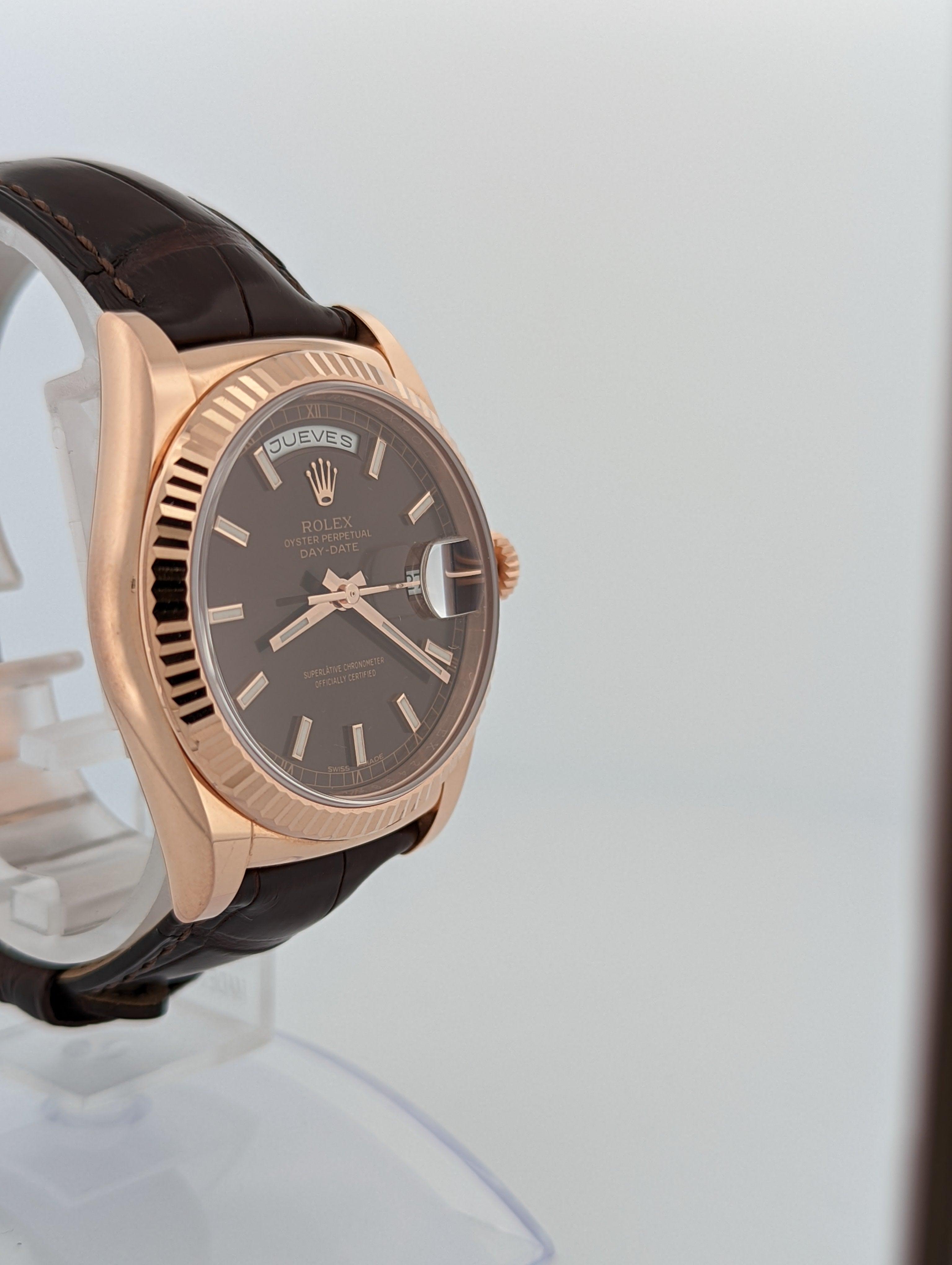 Rolex Day-Date 18k Rose Gold Spanish Date Disk - Watch Them Tick