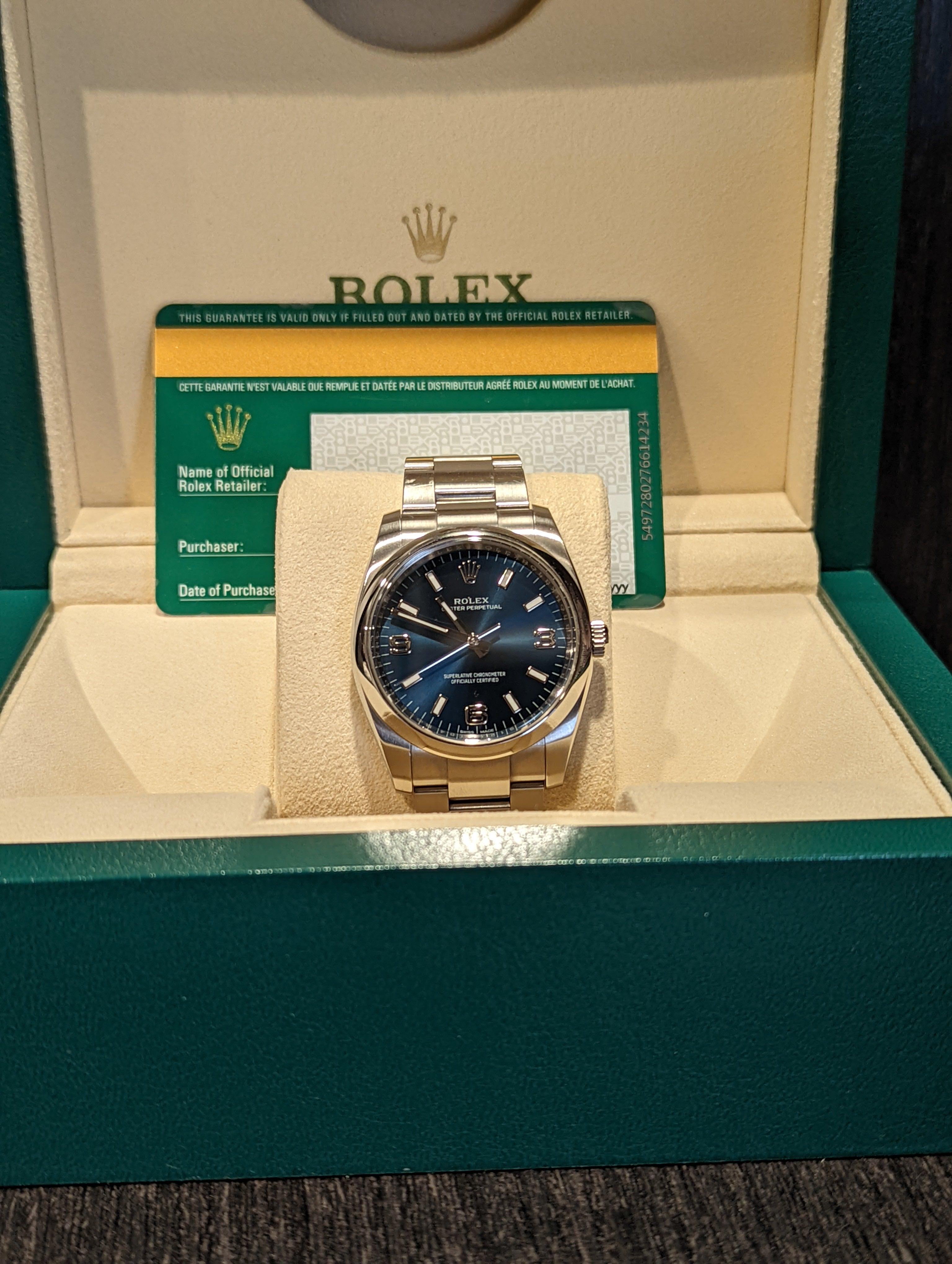 Rolex Oyster Perpetual Blue dial 34mm - Watch Them Tick