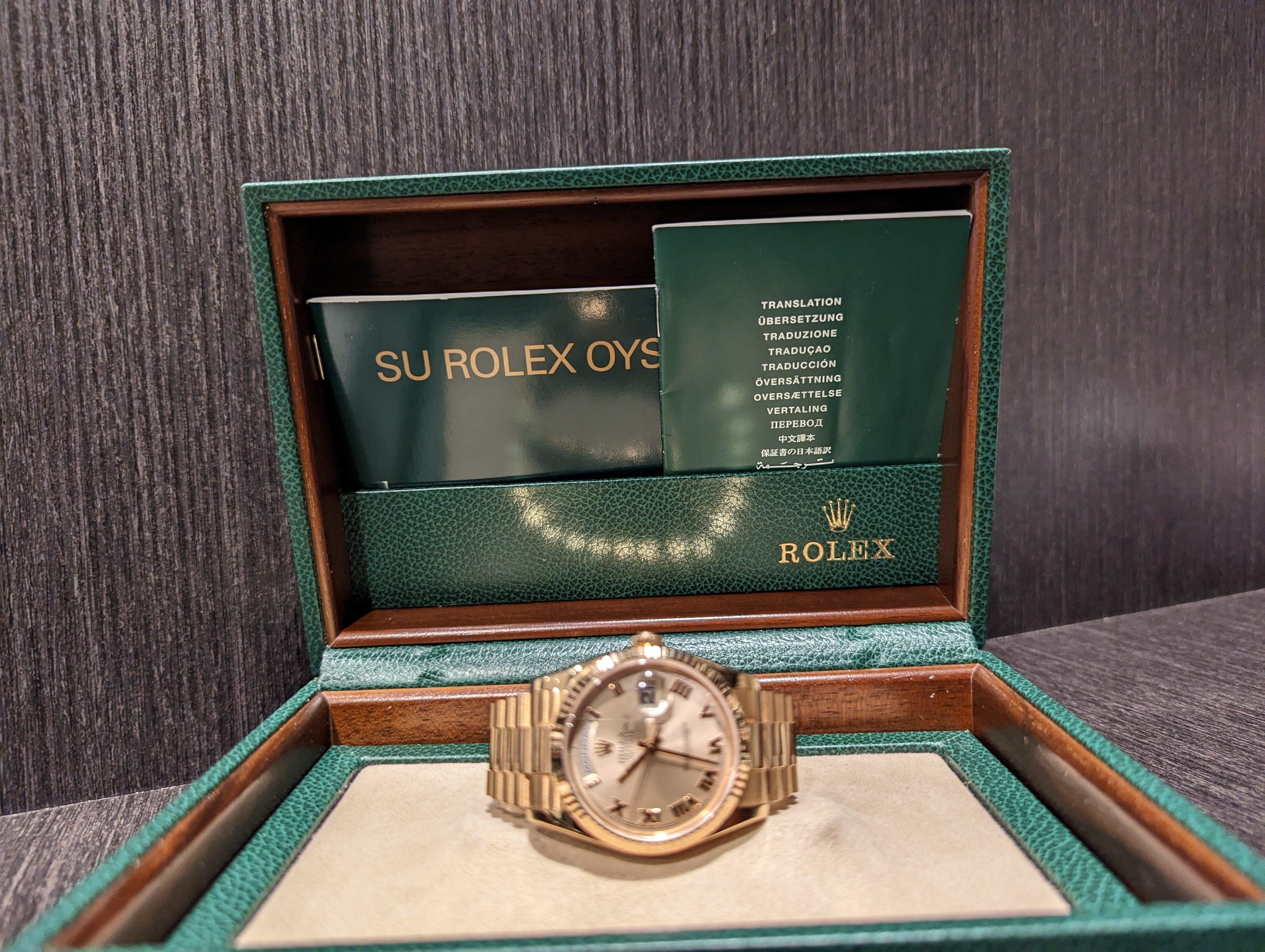 Rolex Day-Date 36 18k Rose Gold Pink Roman Dial 36mm President Watch 118235 - Watch Them Tick