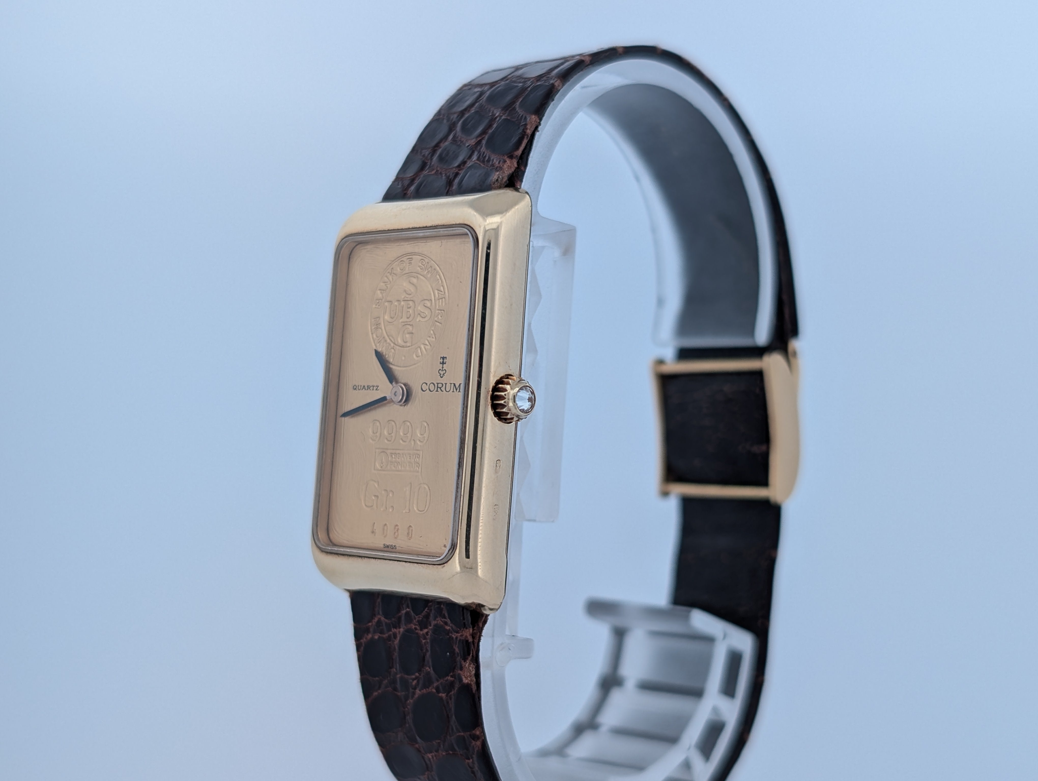 Corum 18K Yellow Gold 10 Gram Gold Ingot Dial Quartz Dress Watch  Original Buckle