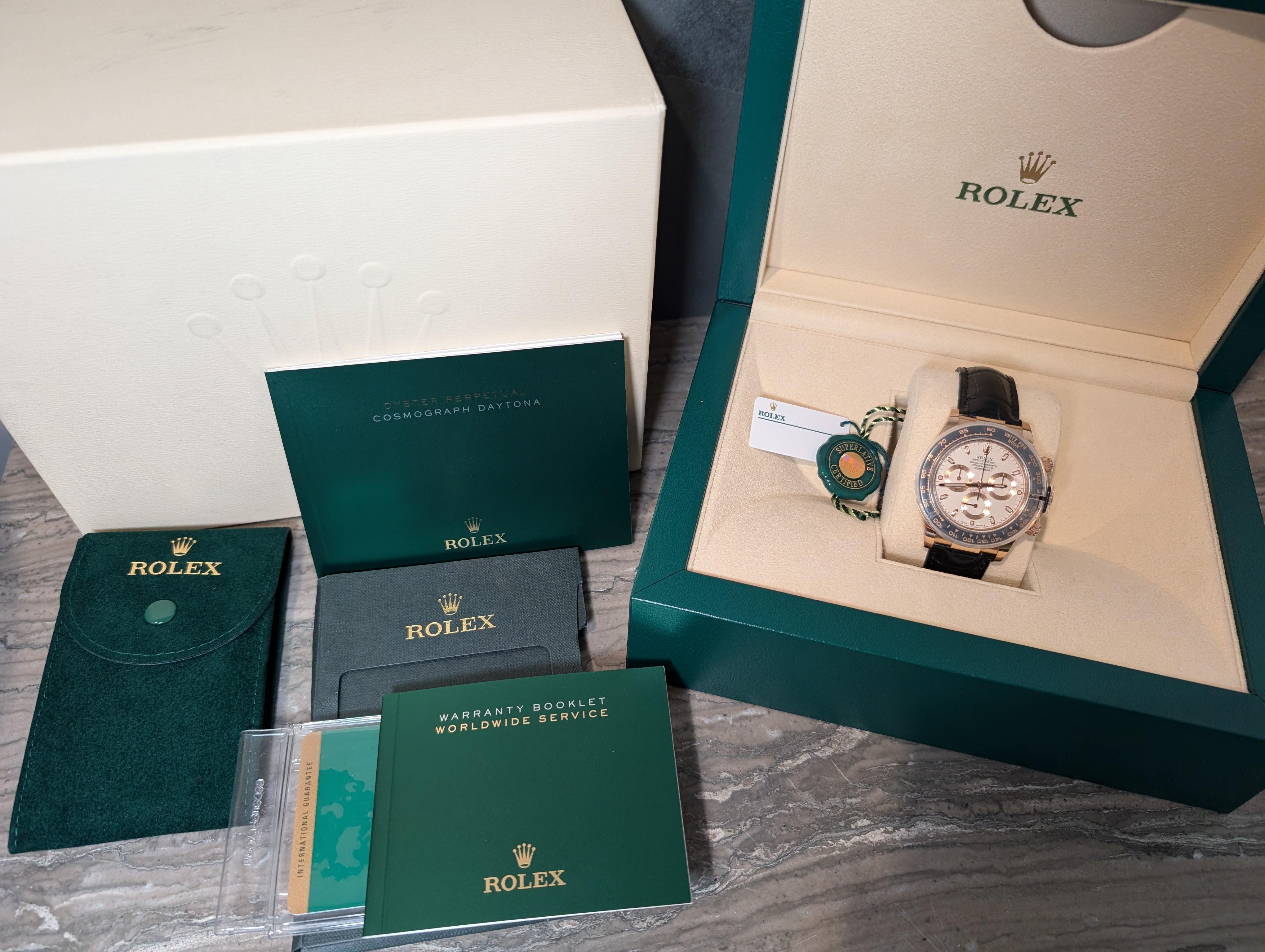 Rolex Daytona Rose Gold Full Set Ivory Dial 116515LN