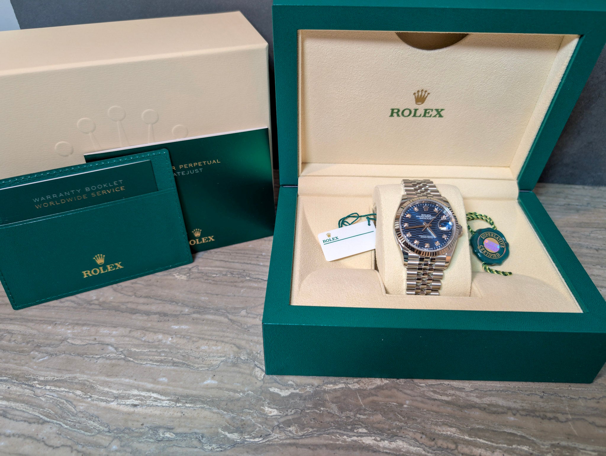 Rolex Datejust 126234 Blue Motif Diamond Dial Unworn 2024