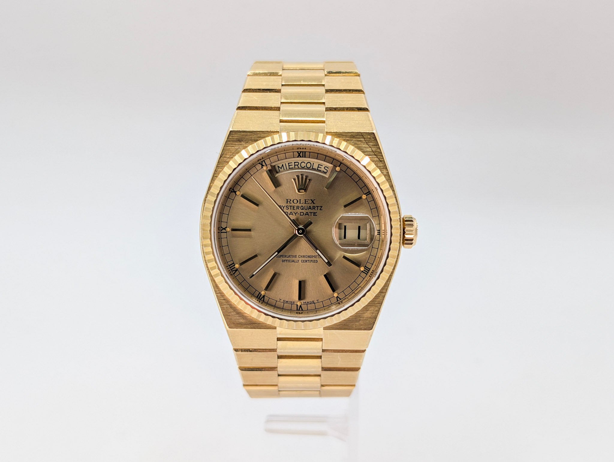 Rolex Oysterquartz Day-Date Ref. 19018 Recently Serviced 36mm Spanish Date Box + Service Papers