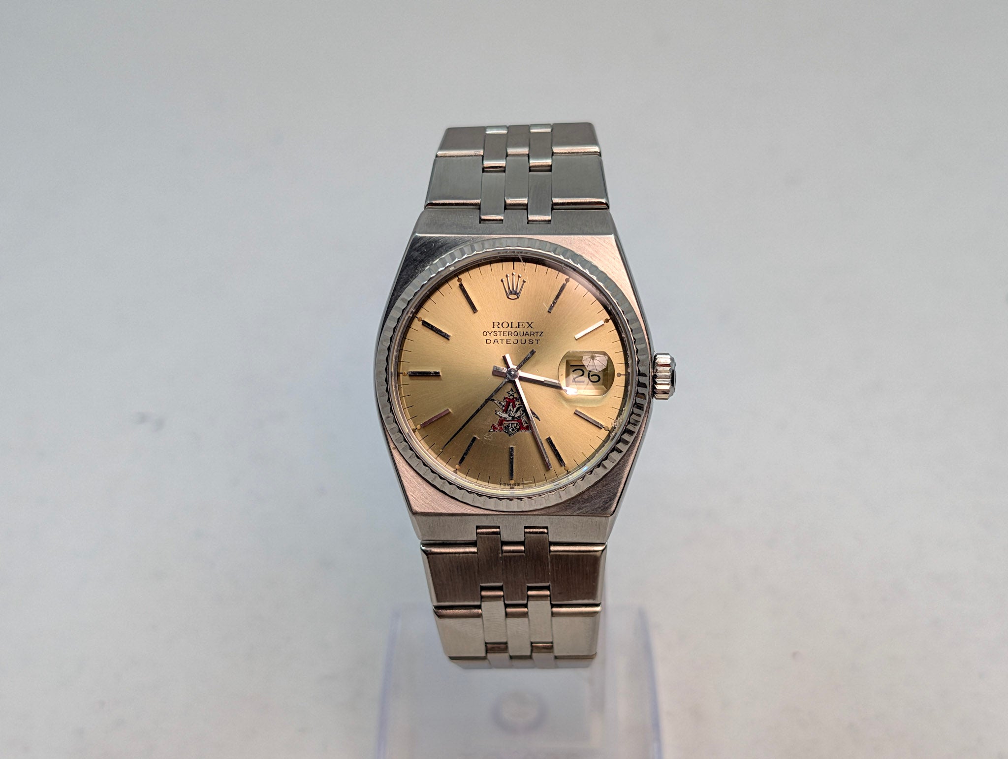 Rolex Oysterquartz Datejust 17014 – Steel/White Gold – Rare Anheuser-Busch Dial