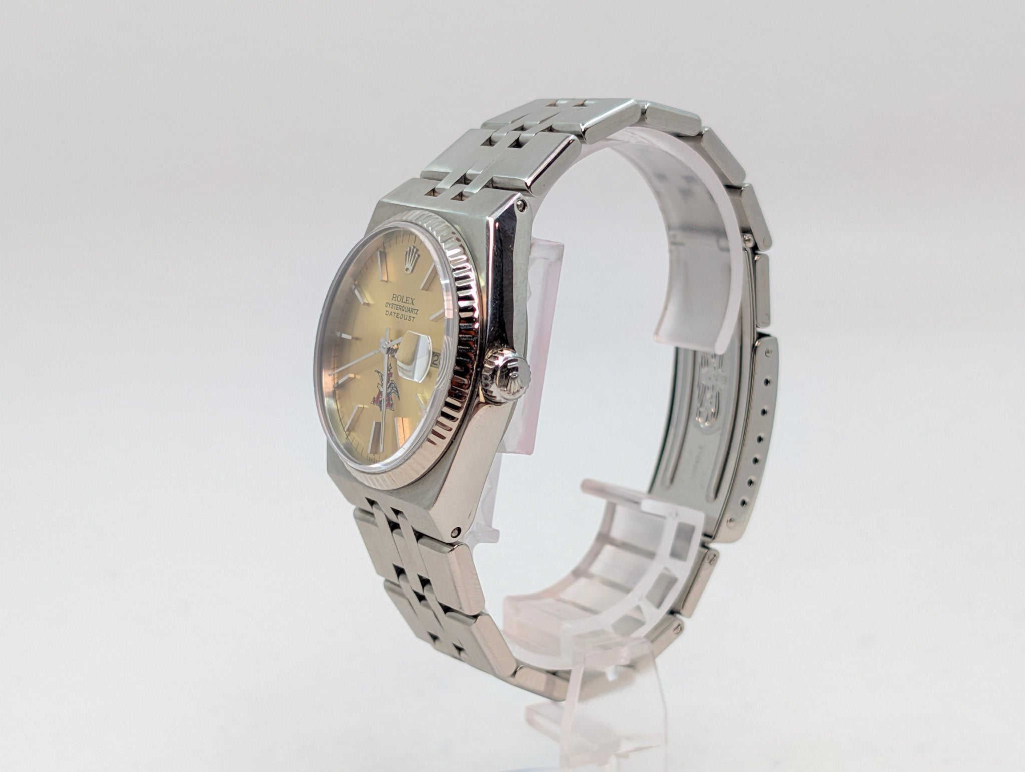 Rolex Oysterquartz Datejust 17014 – Steel/White Gold – Rare Anheuser-Busch Dial