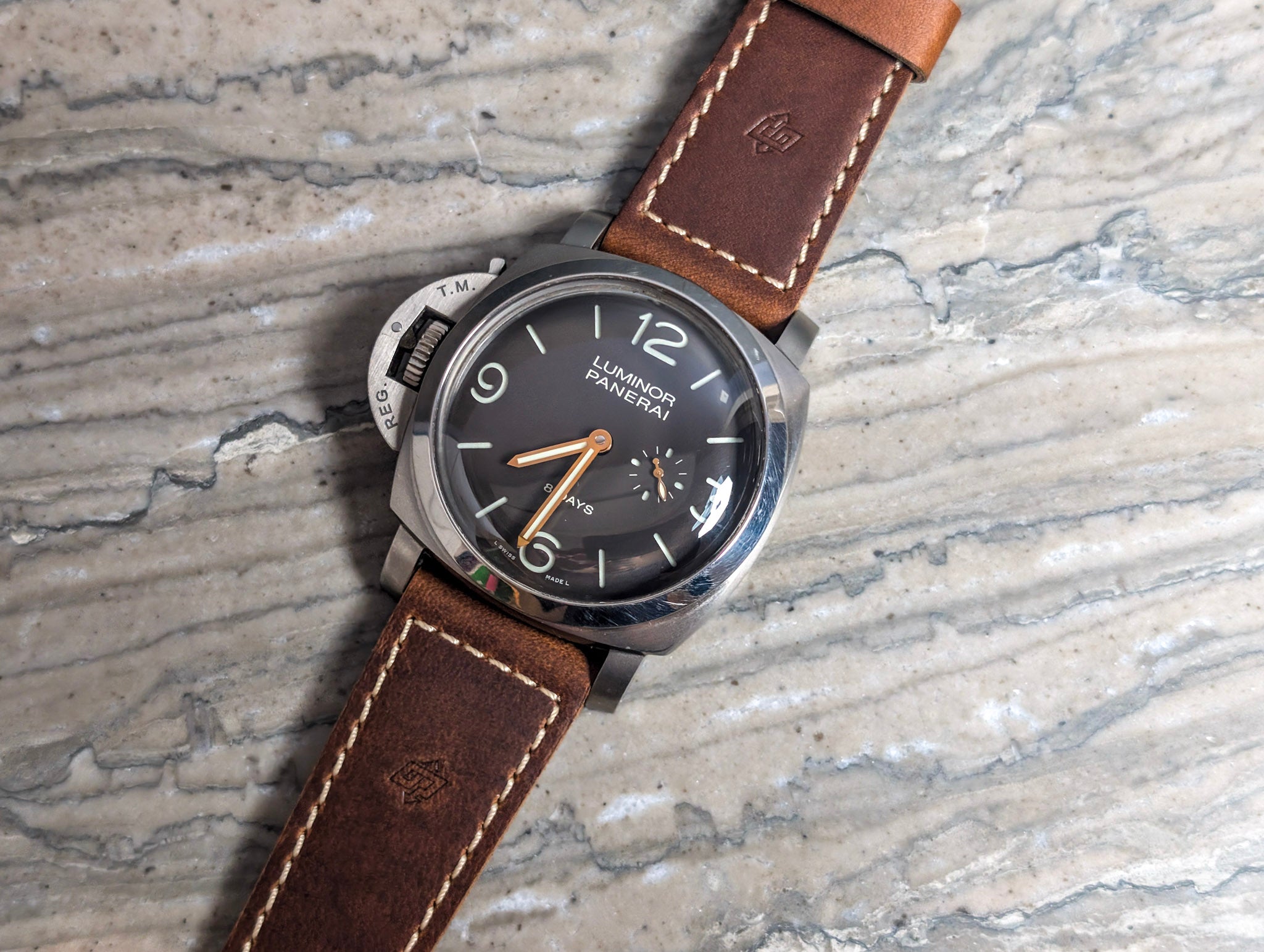 Panerai PAM00368 Limited Edition Brown Sandwich Dial Titanium 8-Day + Extra Strap