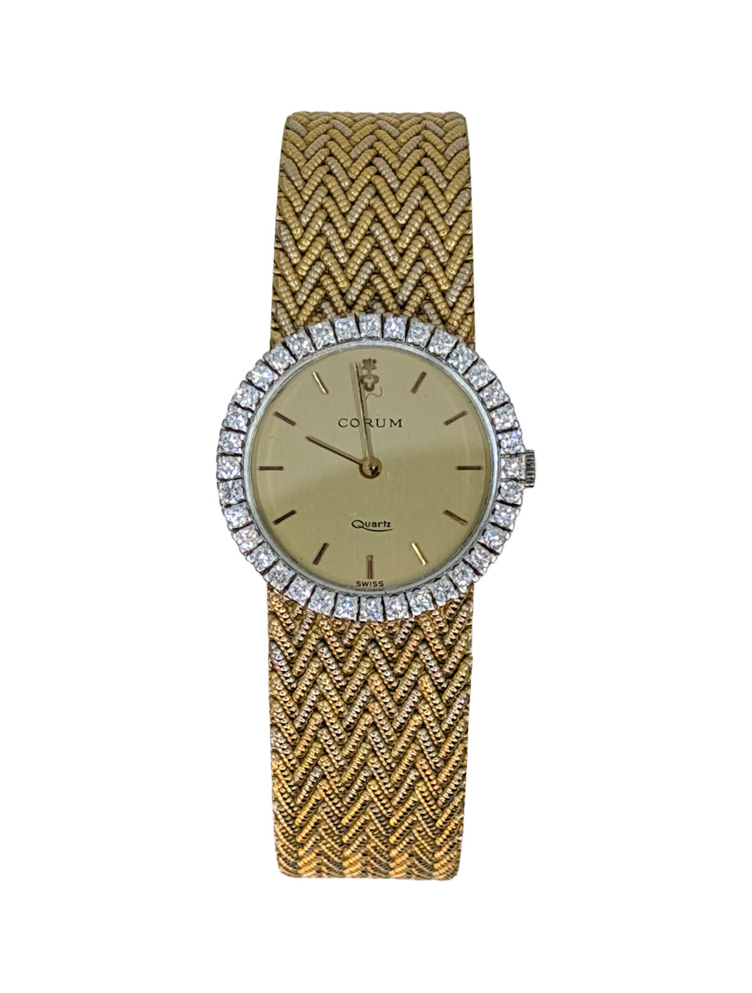 Corum for Van Cleef & Arpels Diamond Bezel Yellow & White Gold Quartz Watch 55g