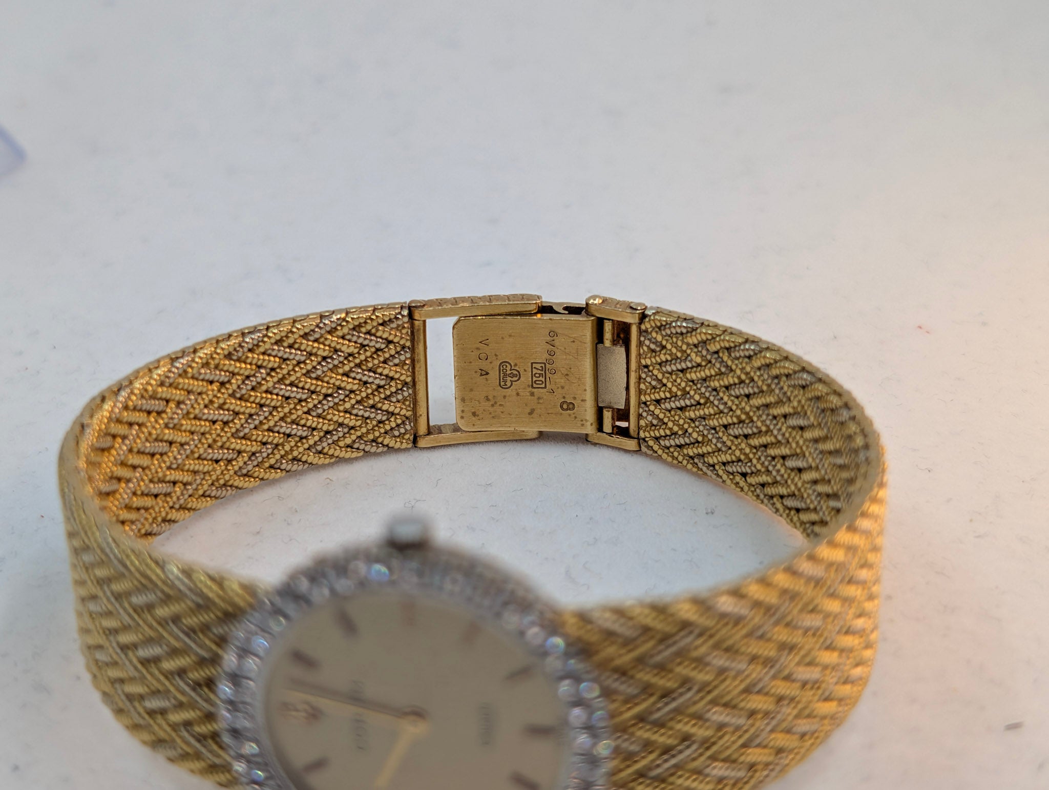 Corum for Van Cleef & Arpels Diamond Bezel Yellow & White Gold Quartz Watch 55g