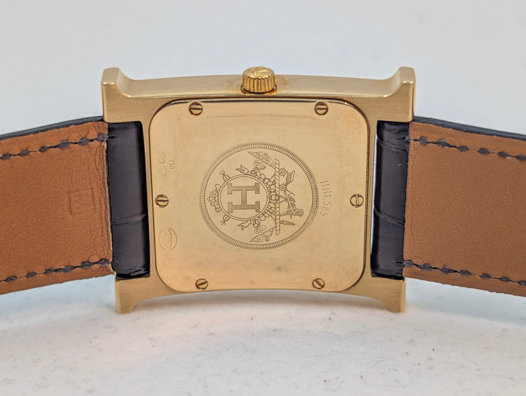 Hermès H Watch HH1.585 Solid Gold H-Shaped Case Quartz Unworn Full Set