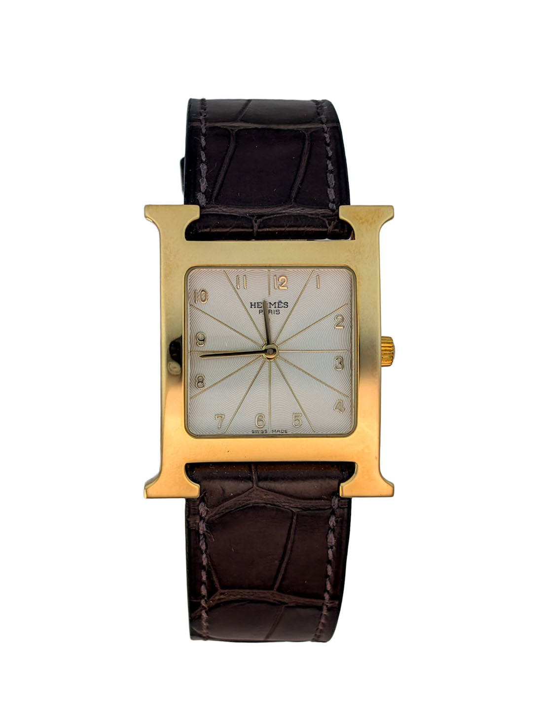 Hermès H Watch HH1.585 Solid Gold H-Shaped Case Quartz Unworn Full Set