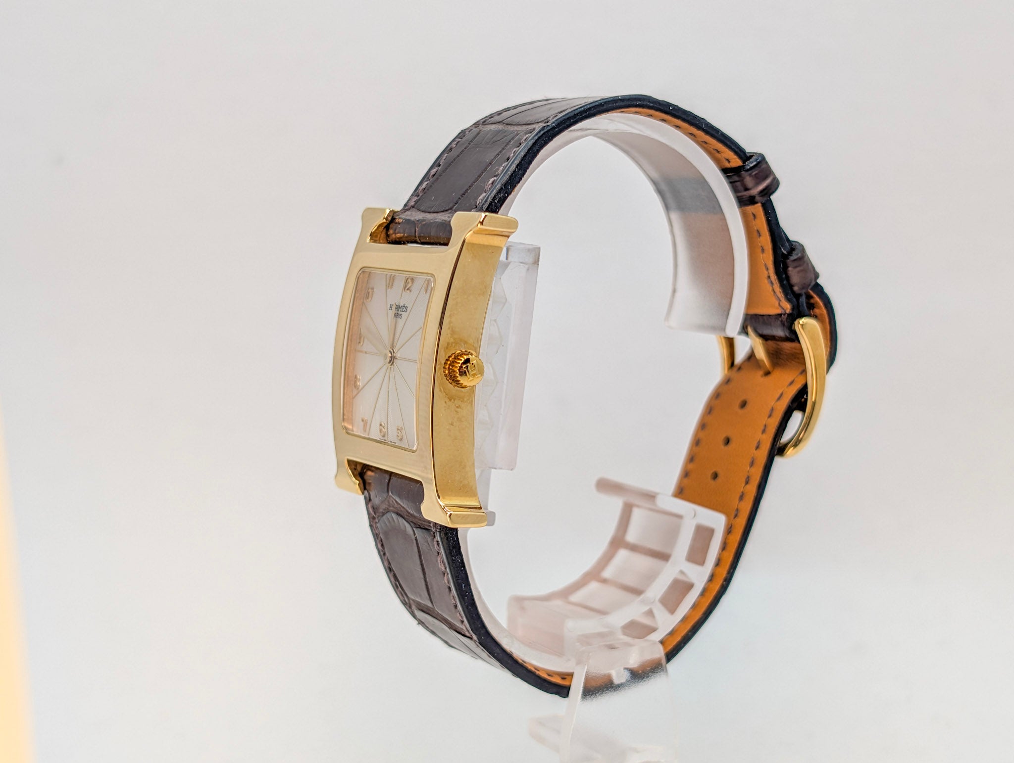 Hermès H Watch HH1.585 Solid Gold H-Shaped Case Quartz Unworn Full Set