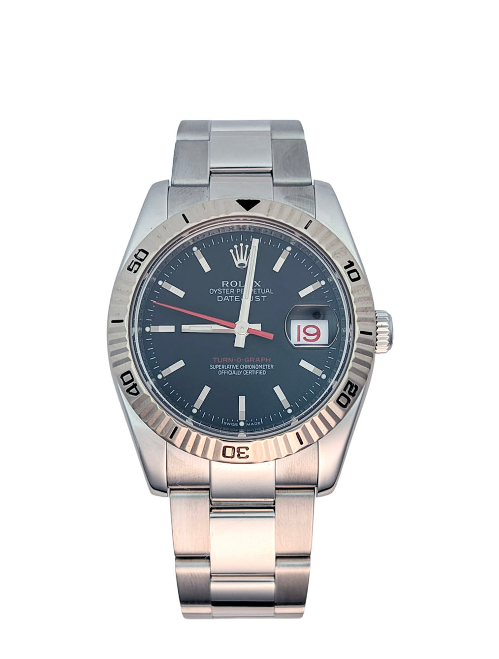 Rolex Datejust Turn-O-Graph 116264 Thunderbird Black Dial Red Seconds Hand Full Set Watch
