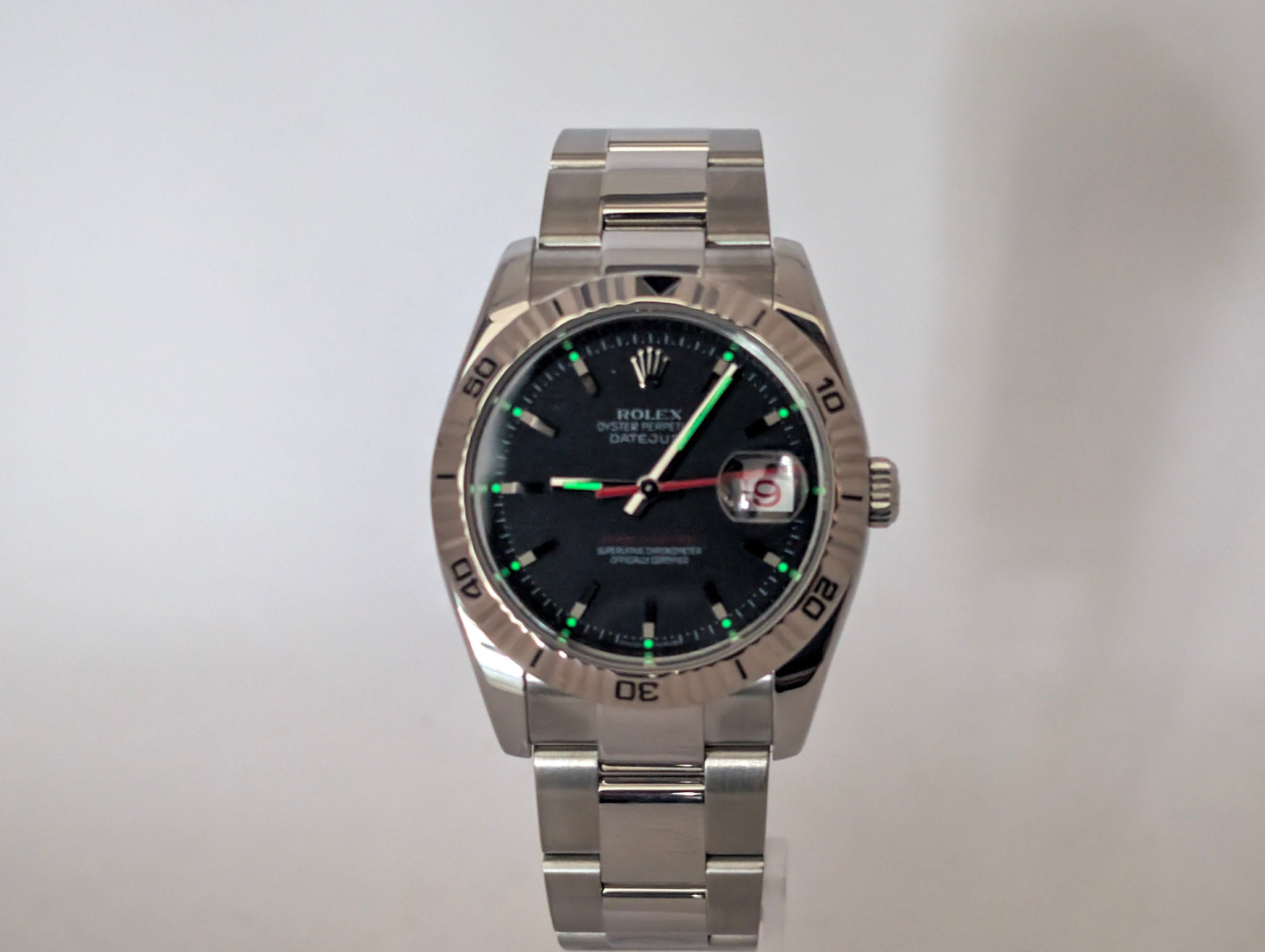 Rolex Datejust Turn-O-Graph 116264 Thunderbird Black Dial Red Seconds Hand Full Set Watch