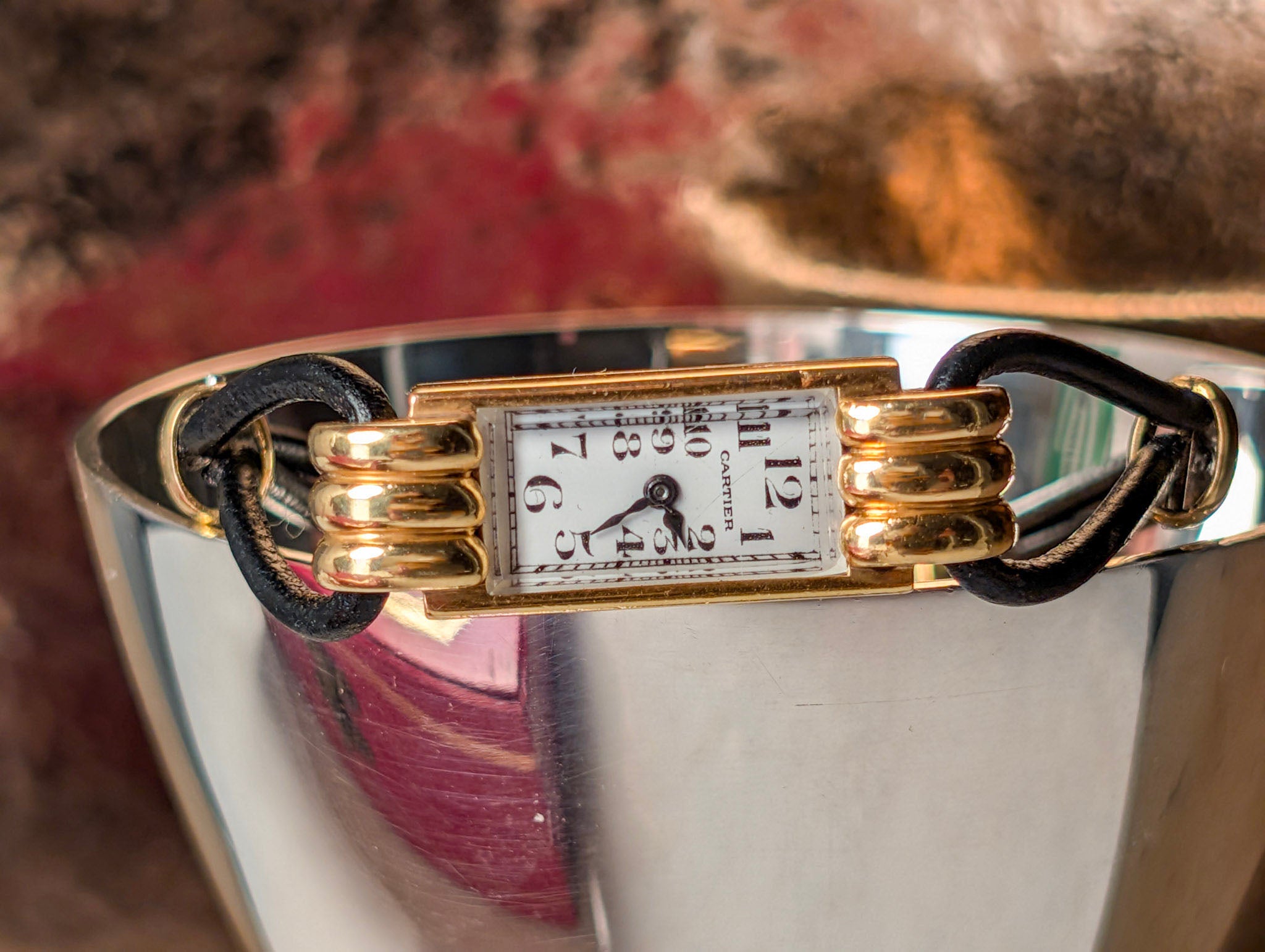Cartier Art Deco Cocktail Watch Duoplan Yellow Gold Manual Wind Vintage 1930s