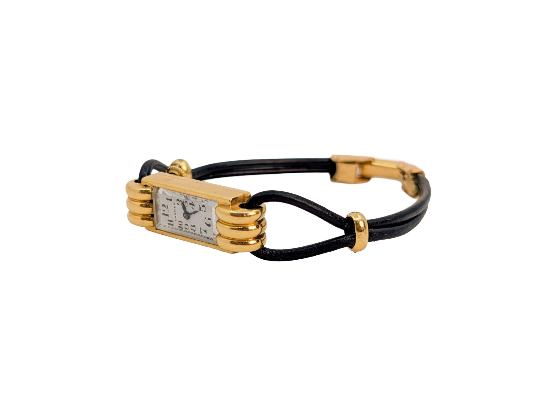 Cartier Art Deco Cocktail Watch Duoplan Yellow Gold Manual Wind Vintage 1930s