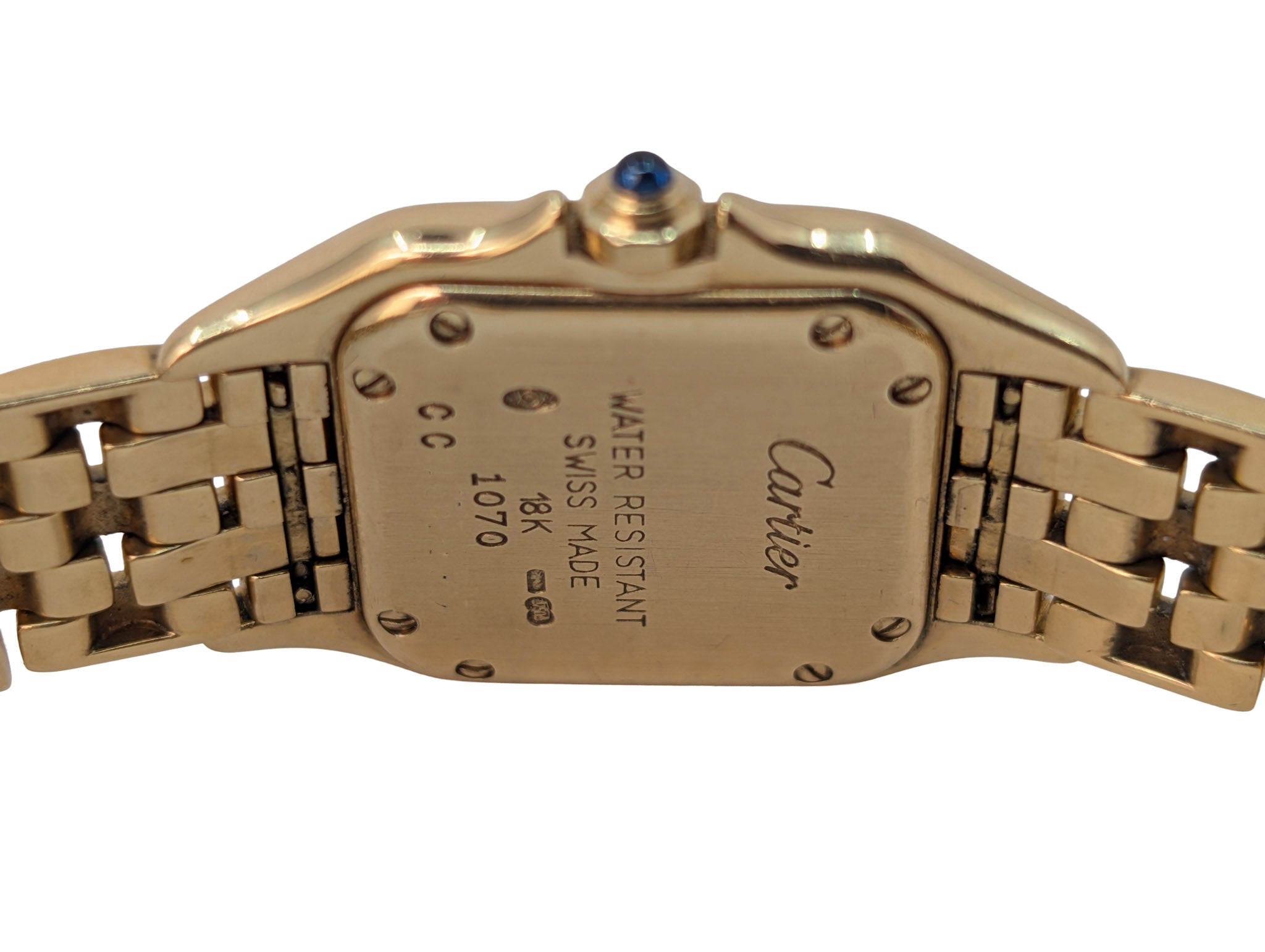 Cartier Panthere Square 1070 18K Yellow Gold Quartz Ladies Wrist Watch 22mm