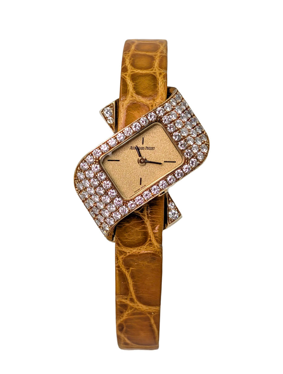 Audemars Piguet Diamond Ribbon Cocktail Watch 18K Gold Quartz 23mm
