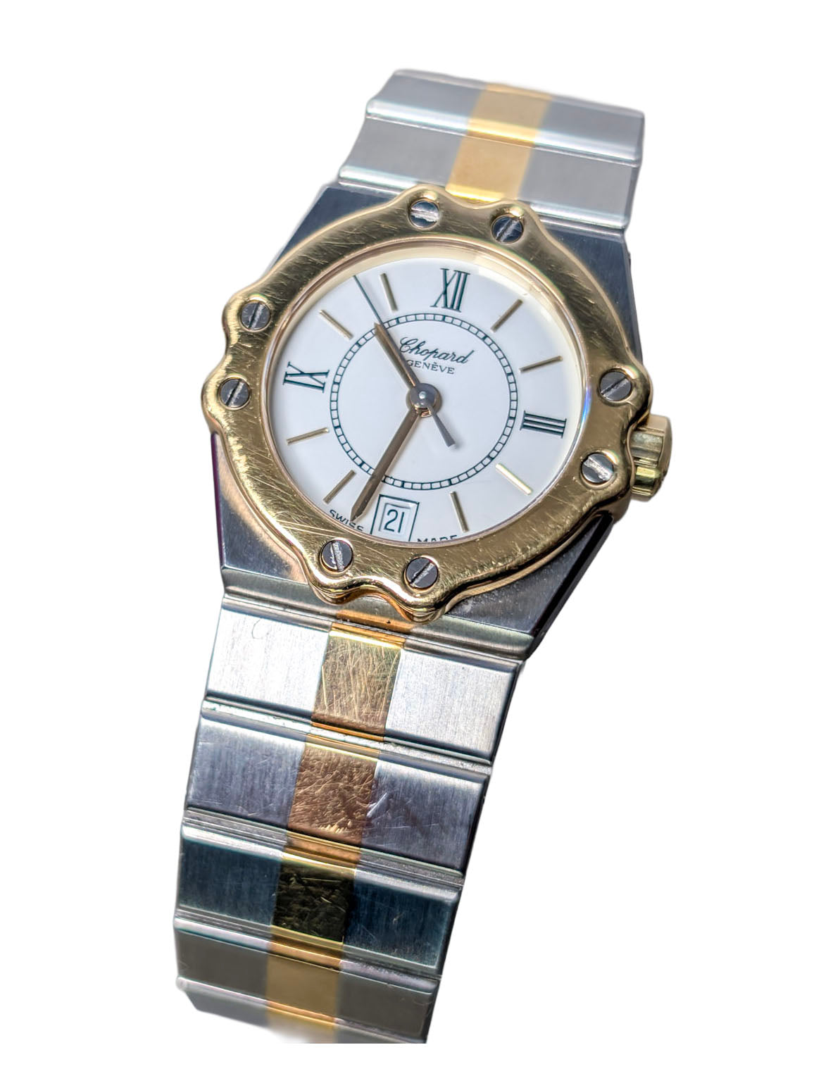 Chopard St. Moritz 8024 Two Tone Quartz White Dial Ladies Watch 24mm