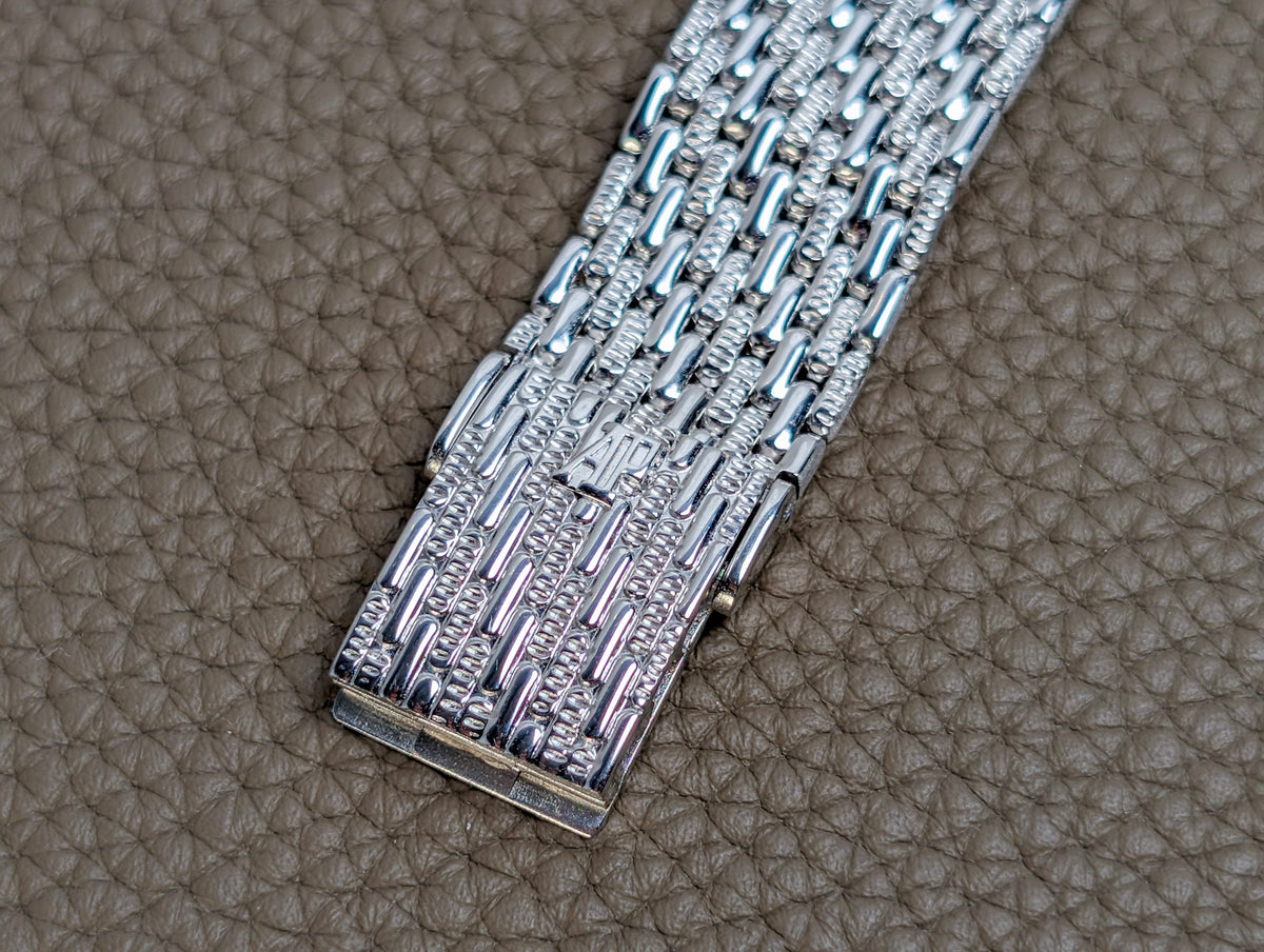 Audemars Piguet Cobra 18k White Gold Beads of Rice Blue Diamond Dial & Hands